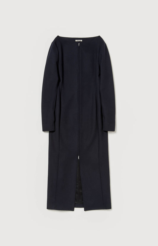 Navy Tense Wool Double Clothing Front Zip Dress