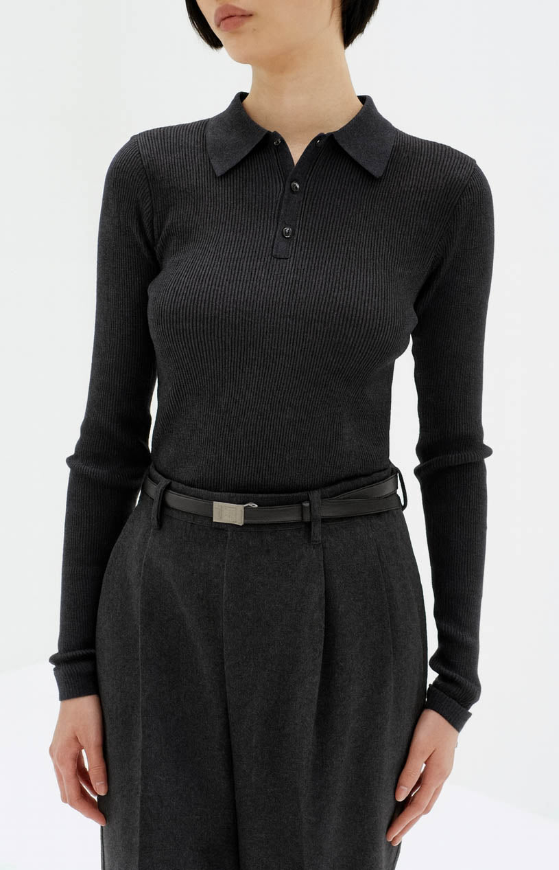 Super Fine Wool High Gauge Rib Knit Polo