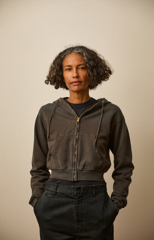 Ink Black Pima Light Zip Sweatshirt