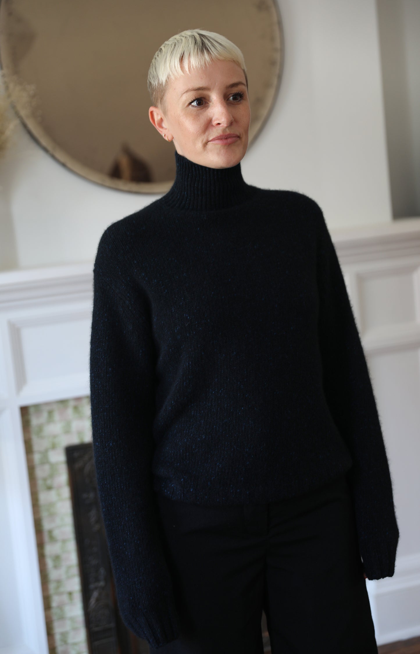 Cashmere Melange Knit Turtleneck