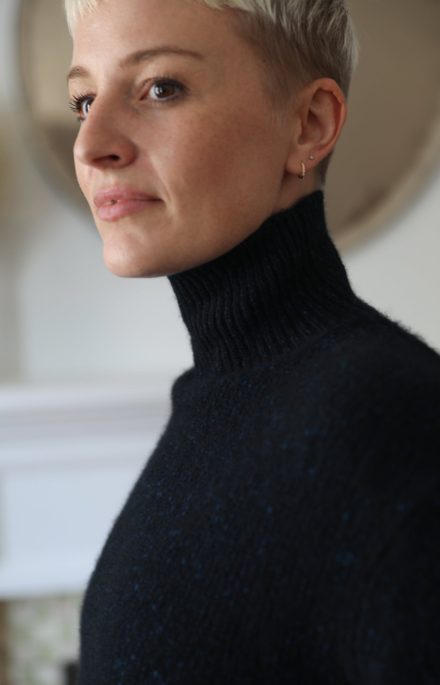 Cashmere Melange Knit Turtleneck