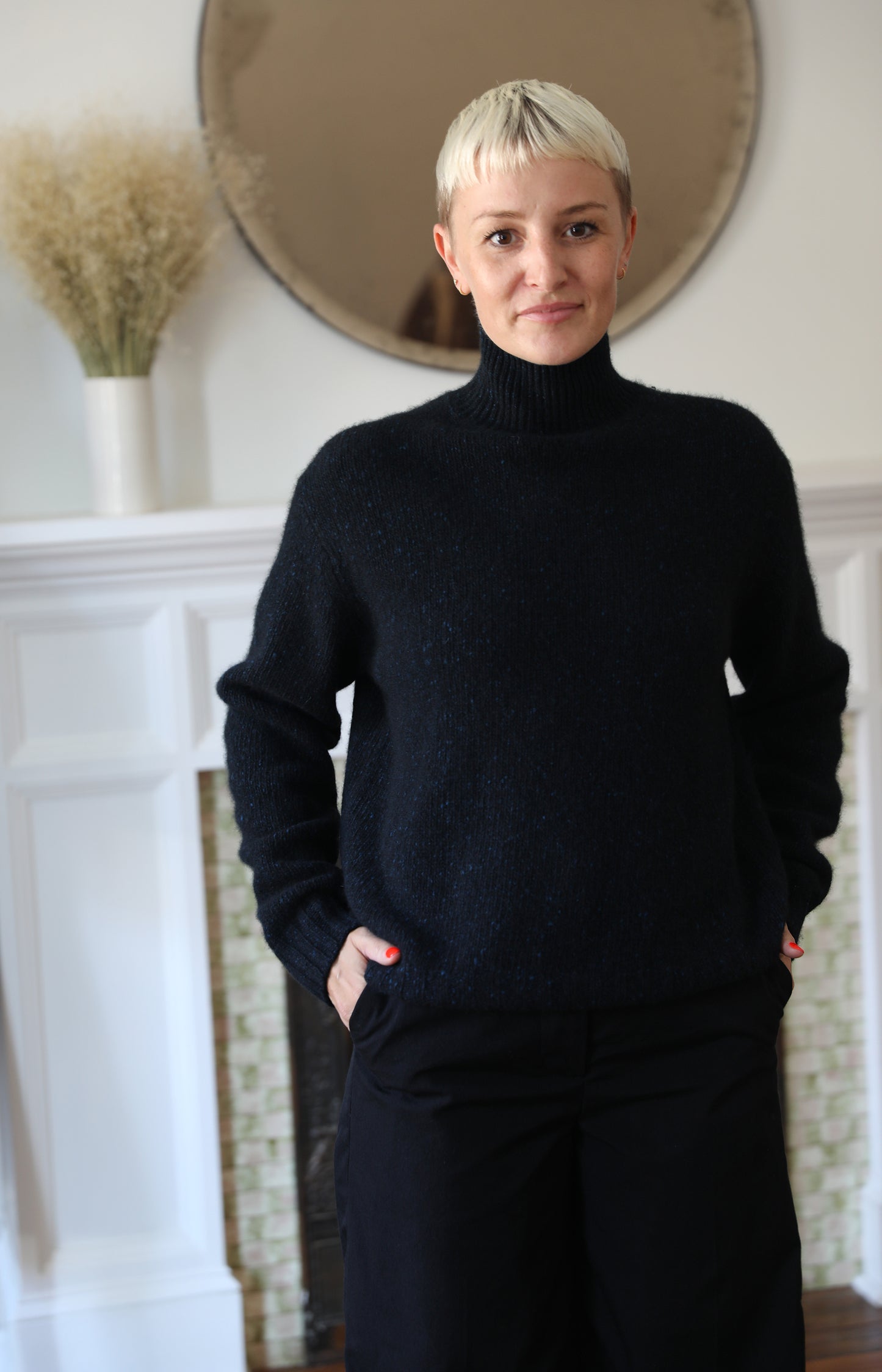 Cashmere Melange Knit Turtleneck
