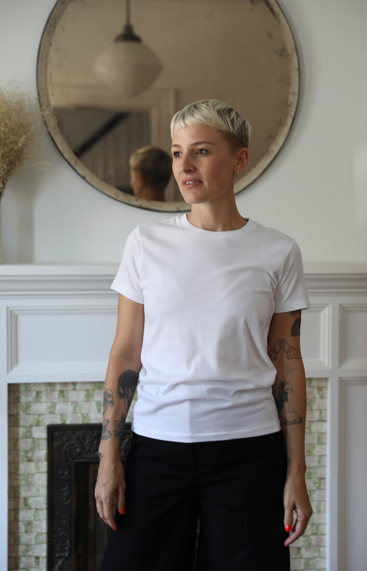 White Seamless Crew Neck Tee