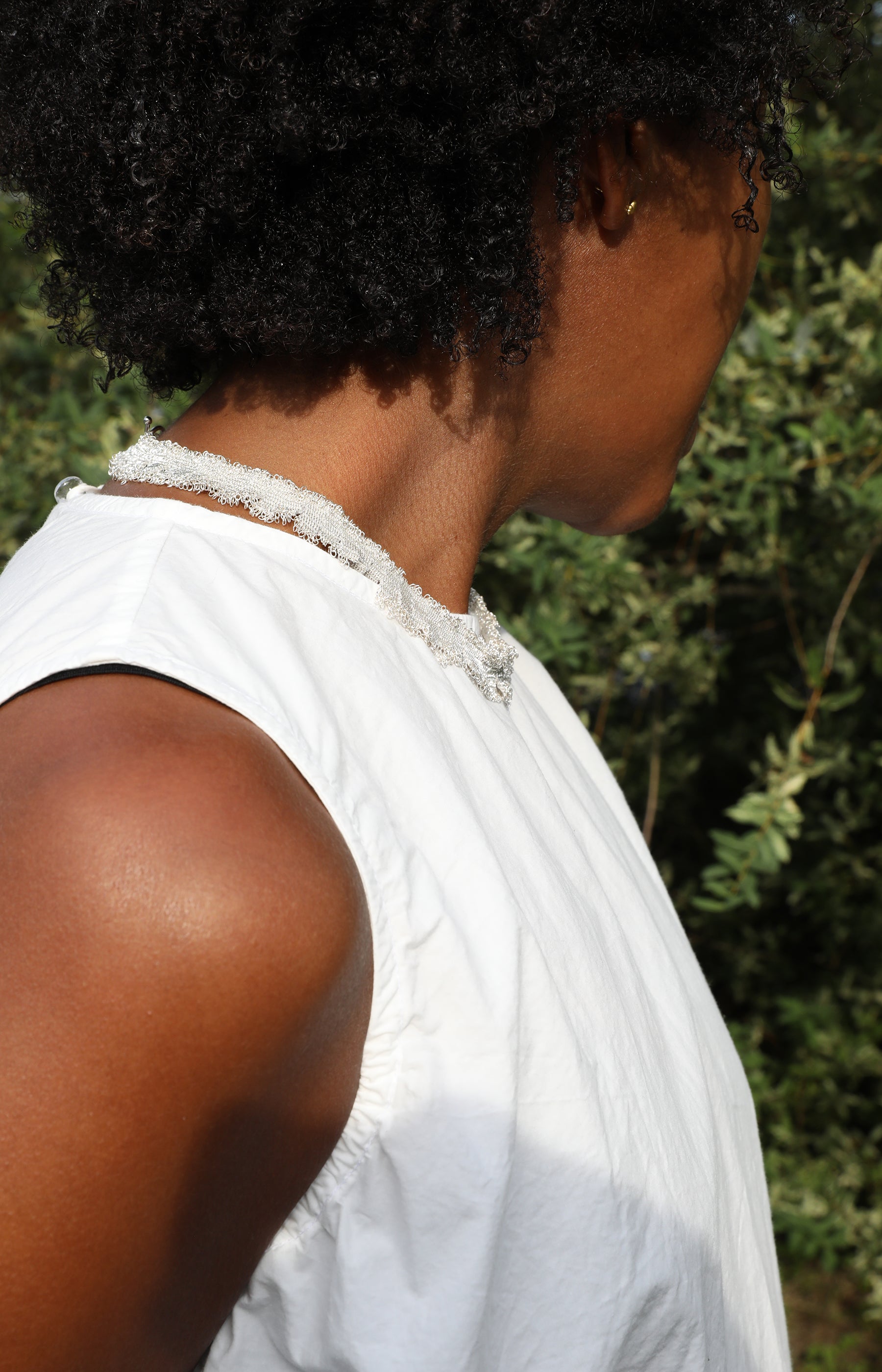 Sterling Silver, Silk & Pearl Necklace