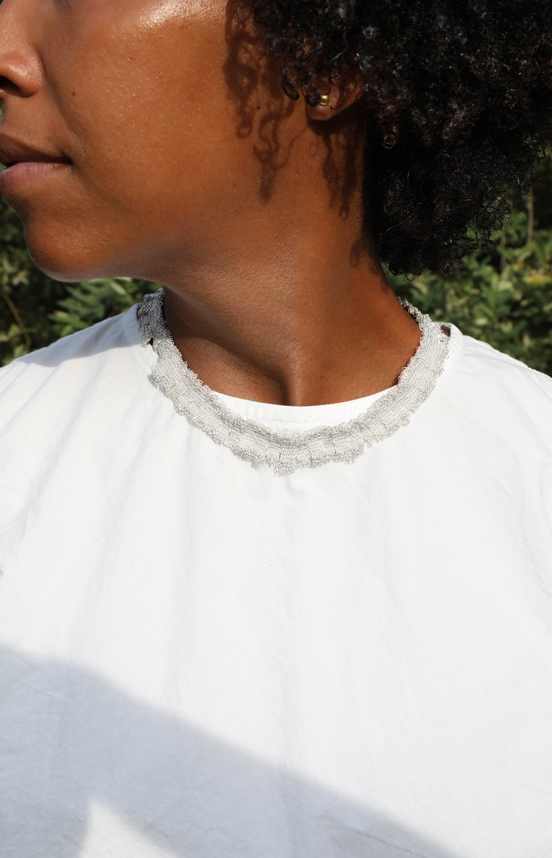 Sterling Silver, Silk & Pearl Necklace