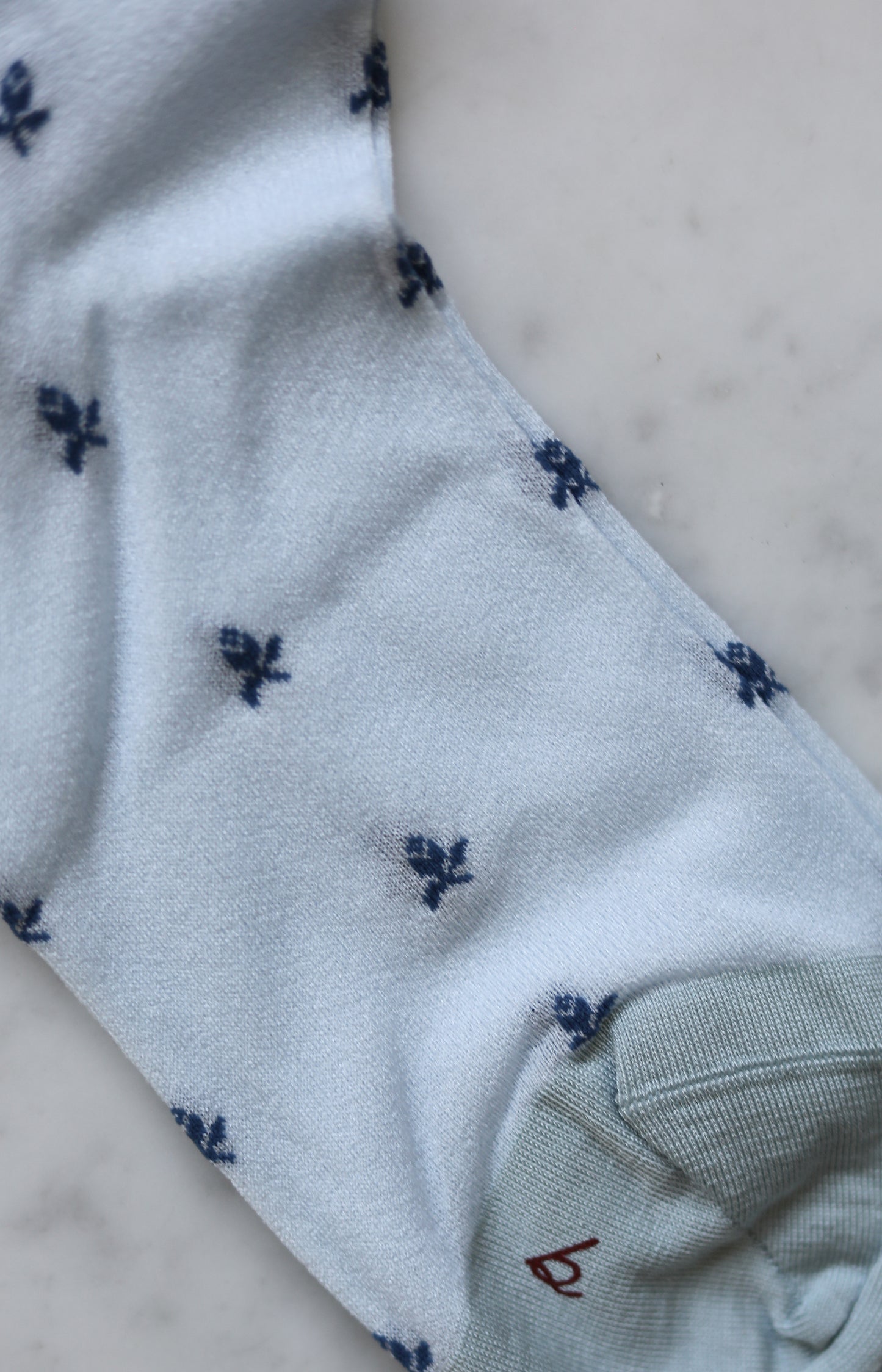 Light Blue Floral Sheer Knee Socks