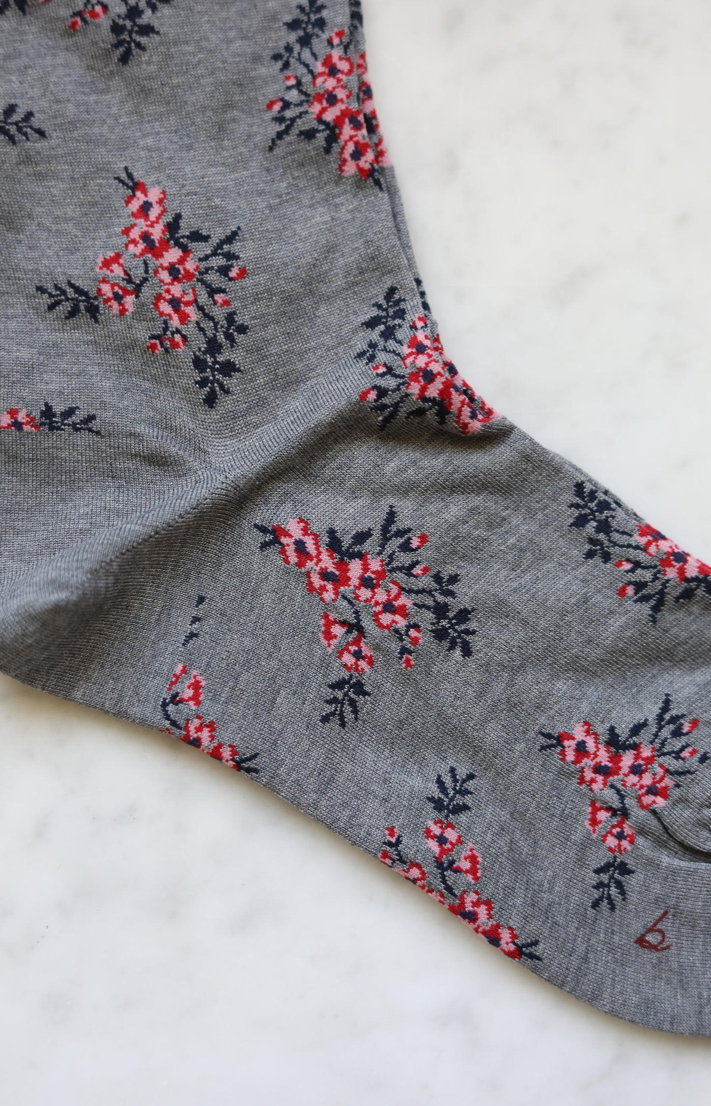 Grey Floral Socks