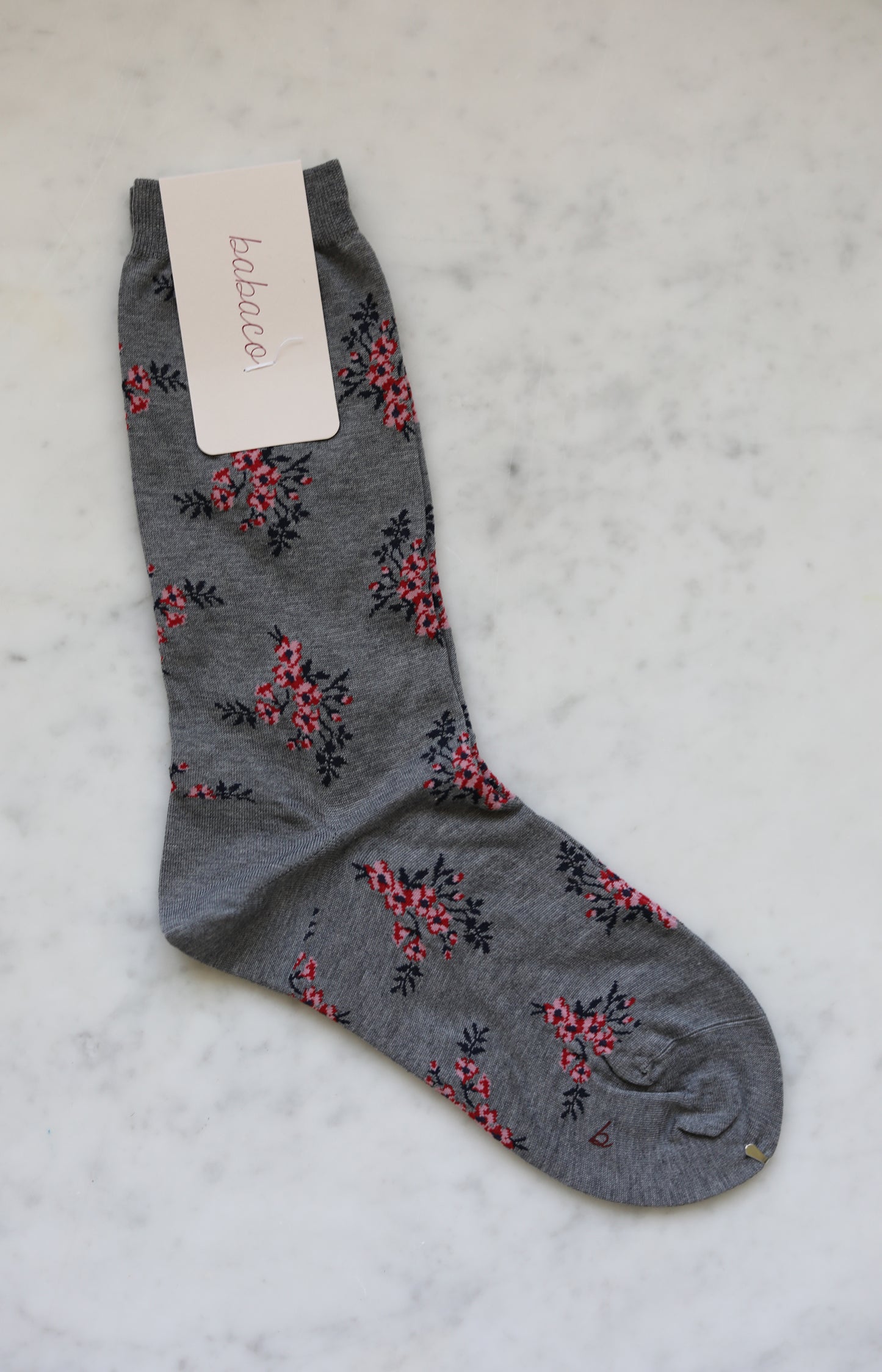 Grey Floral Socks