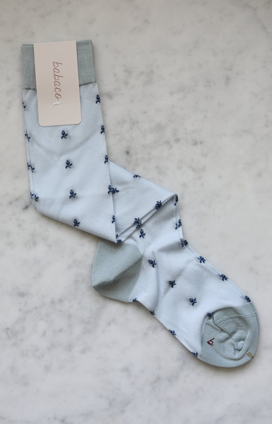 Light Blue Floral Sheer Knee Socks