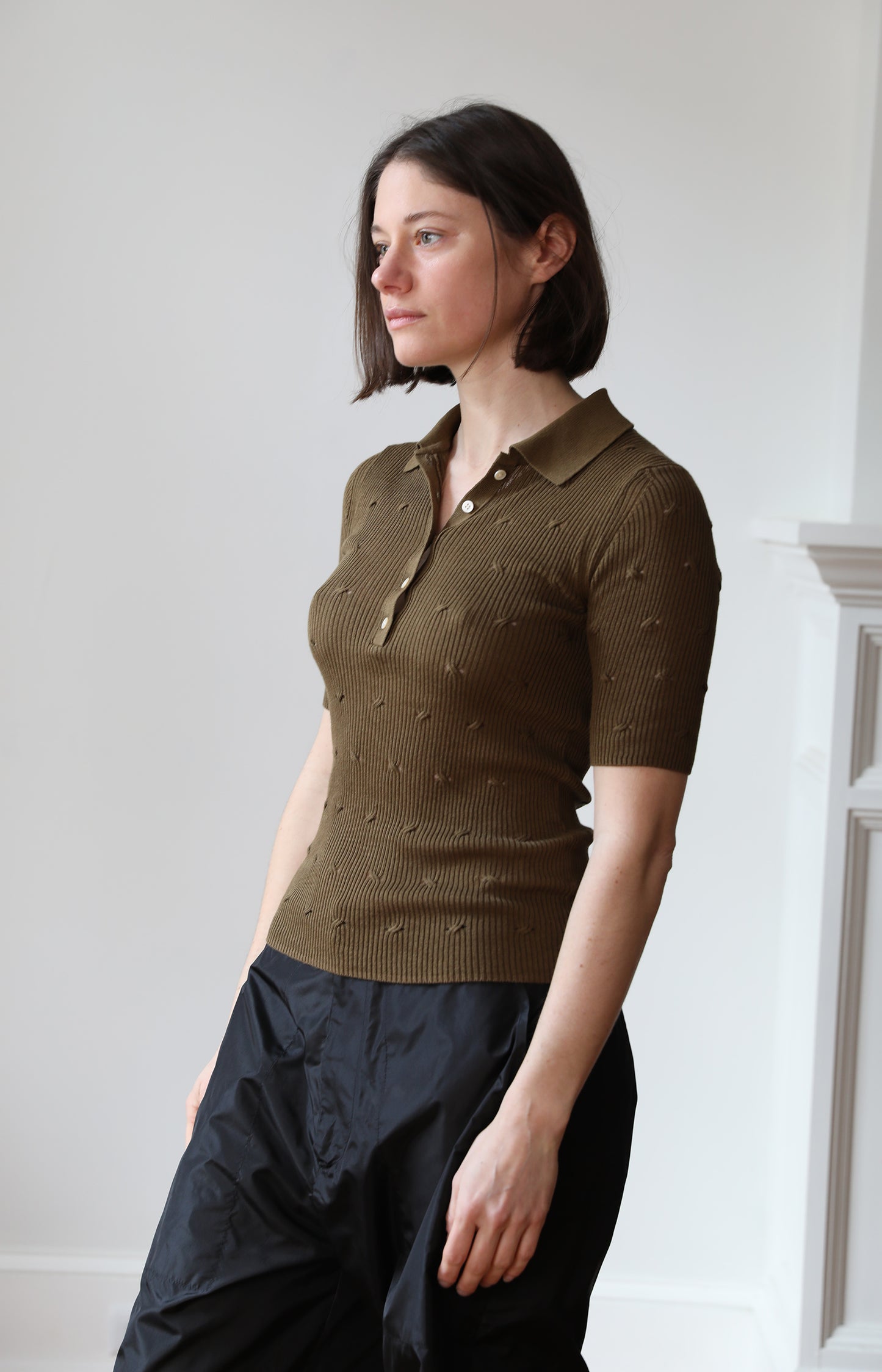 Sepia Eyelet Cable Polo