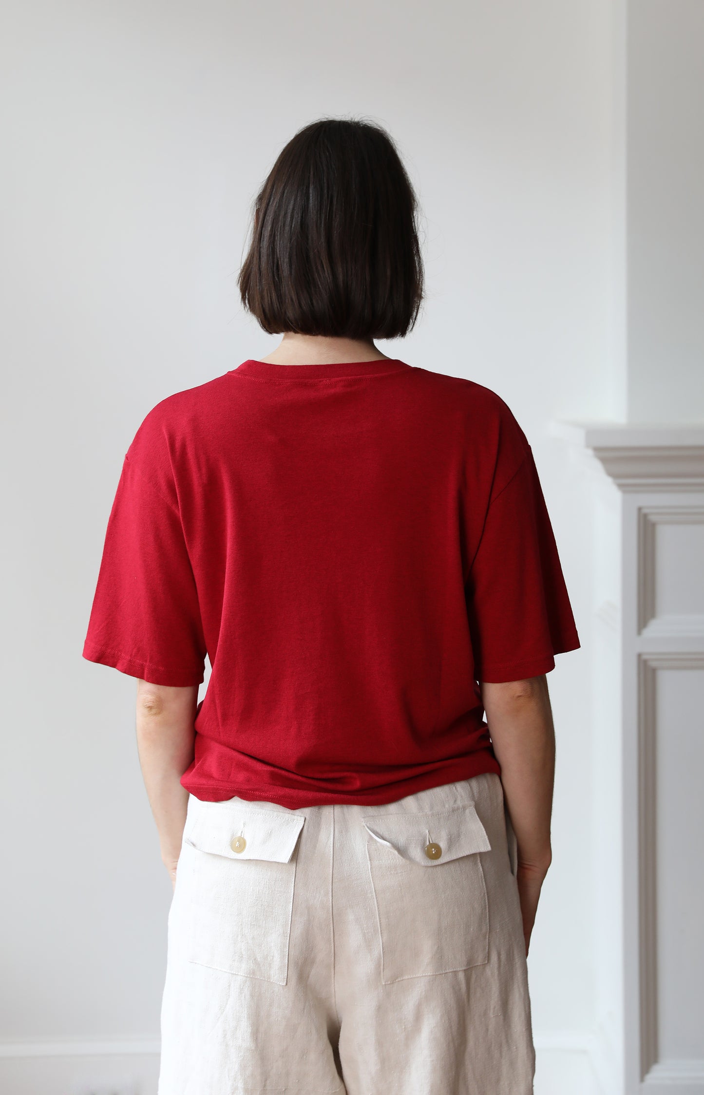 Red Cotton Silk Relaxed Tee