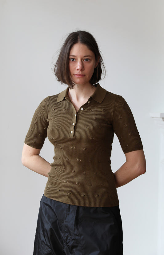 Sepia Eyelet Cable Polo