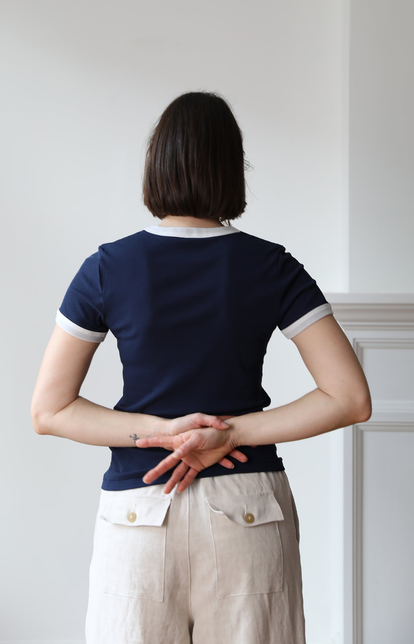 Navy Twisted Cotton T-Shirt