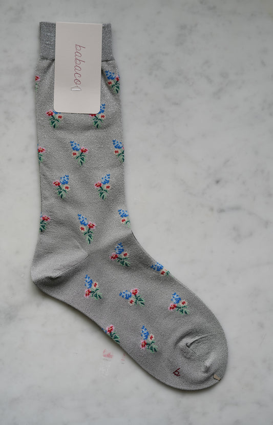 Silver Bouquet Lurex Socks