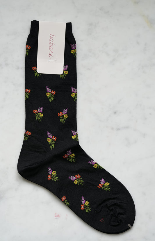 Black Bouquet Socks