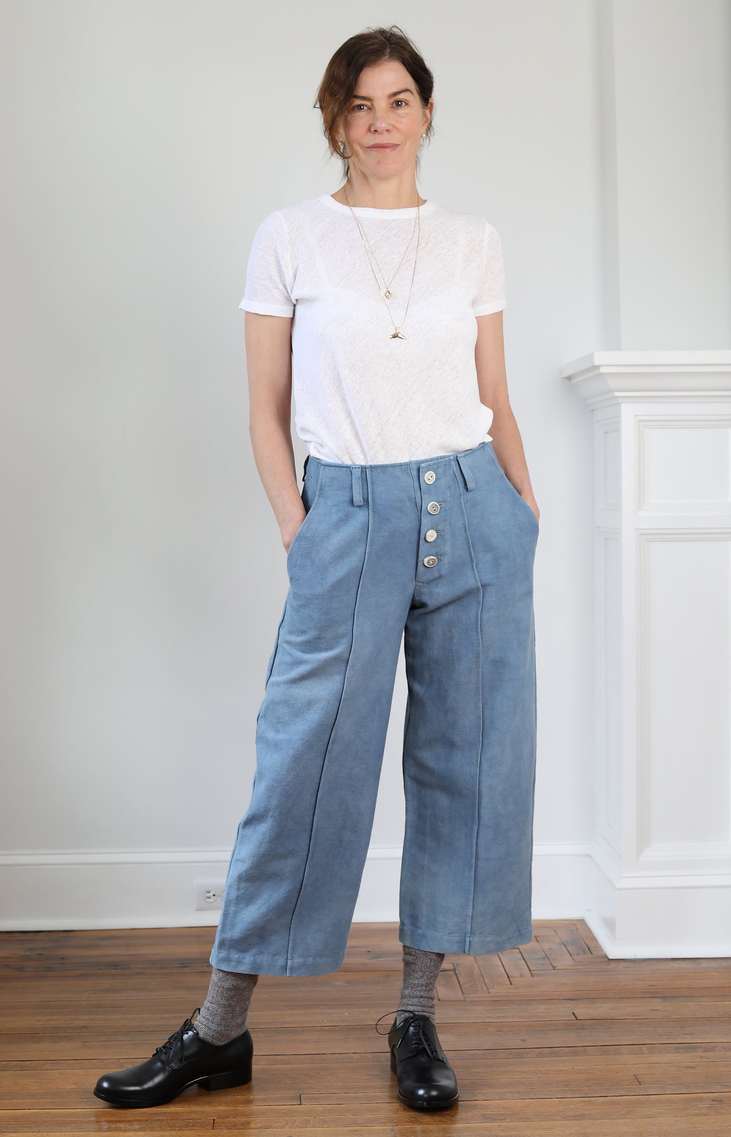 Hand Loomed Cotton Indigo Captains Trousers