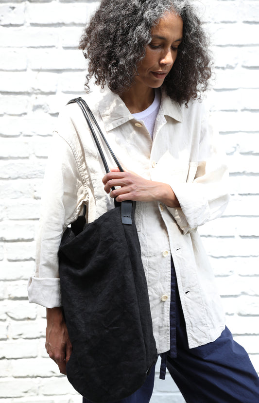 Long Black Linen Bag