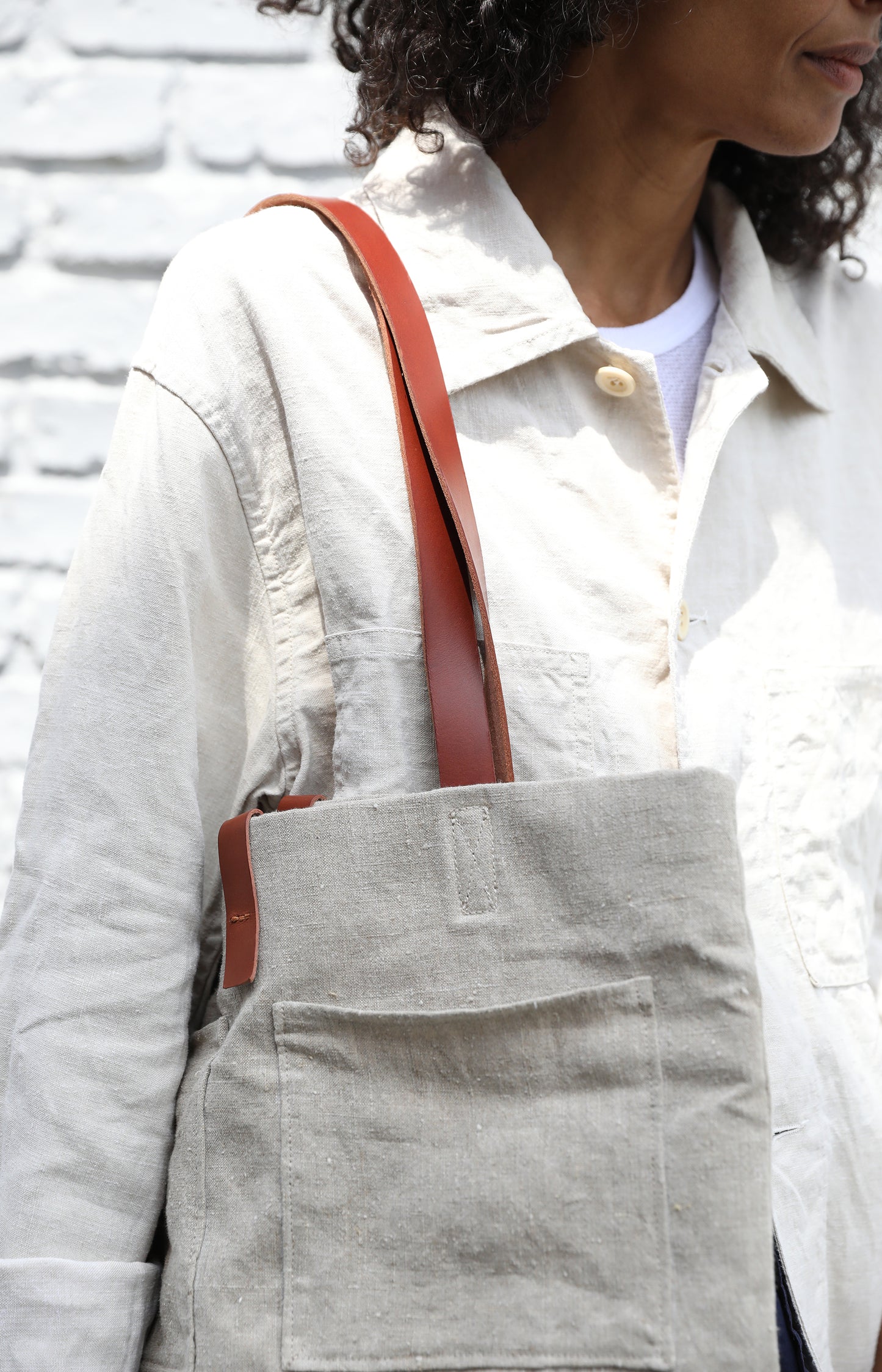 Large Square Natural Linen Bag