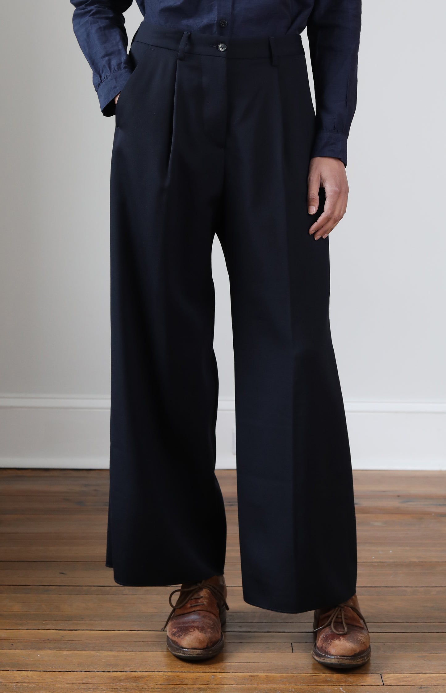 Dark Navy Wool Katia Pants