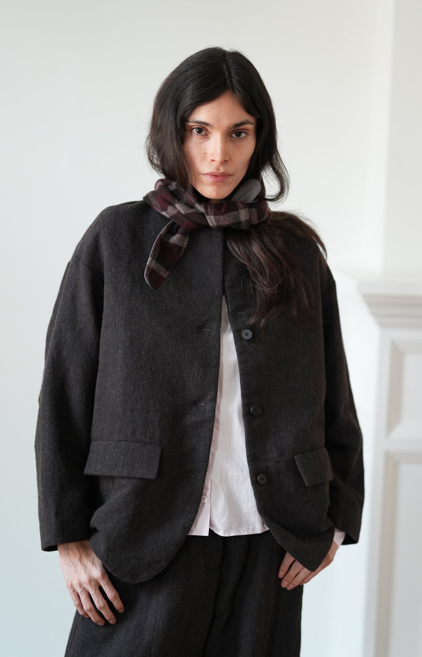 Bordeaux Check Stole