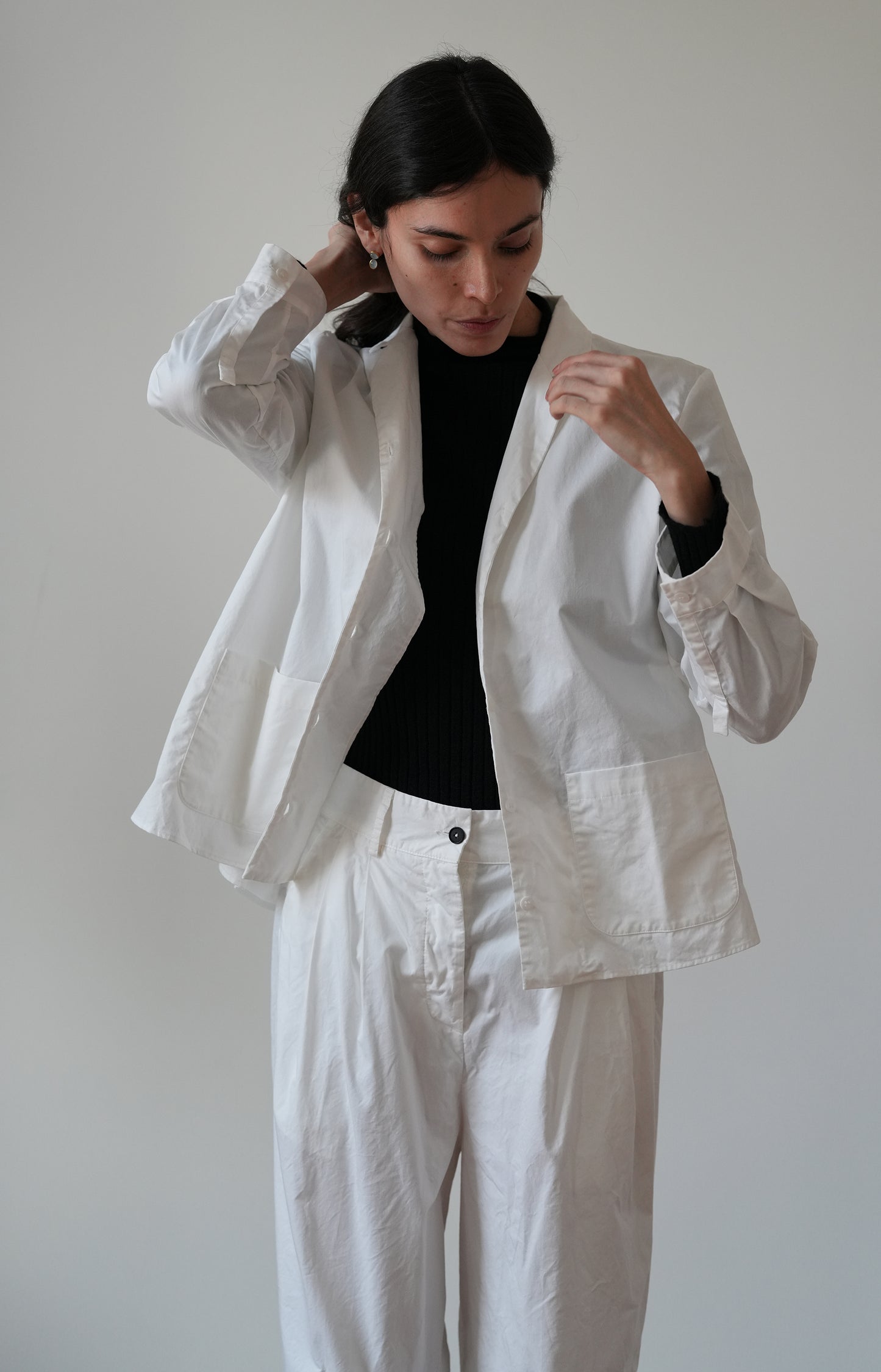 White Cotton Rebby Pants