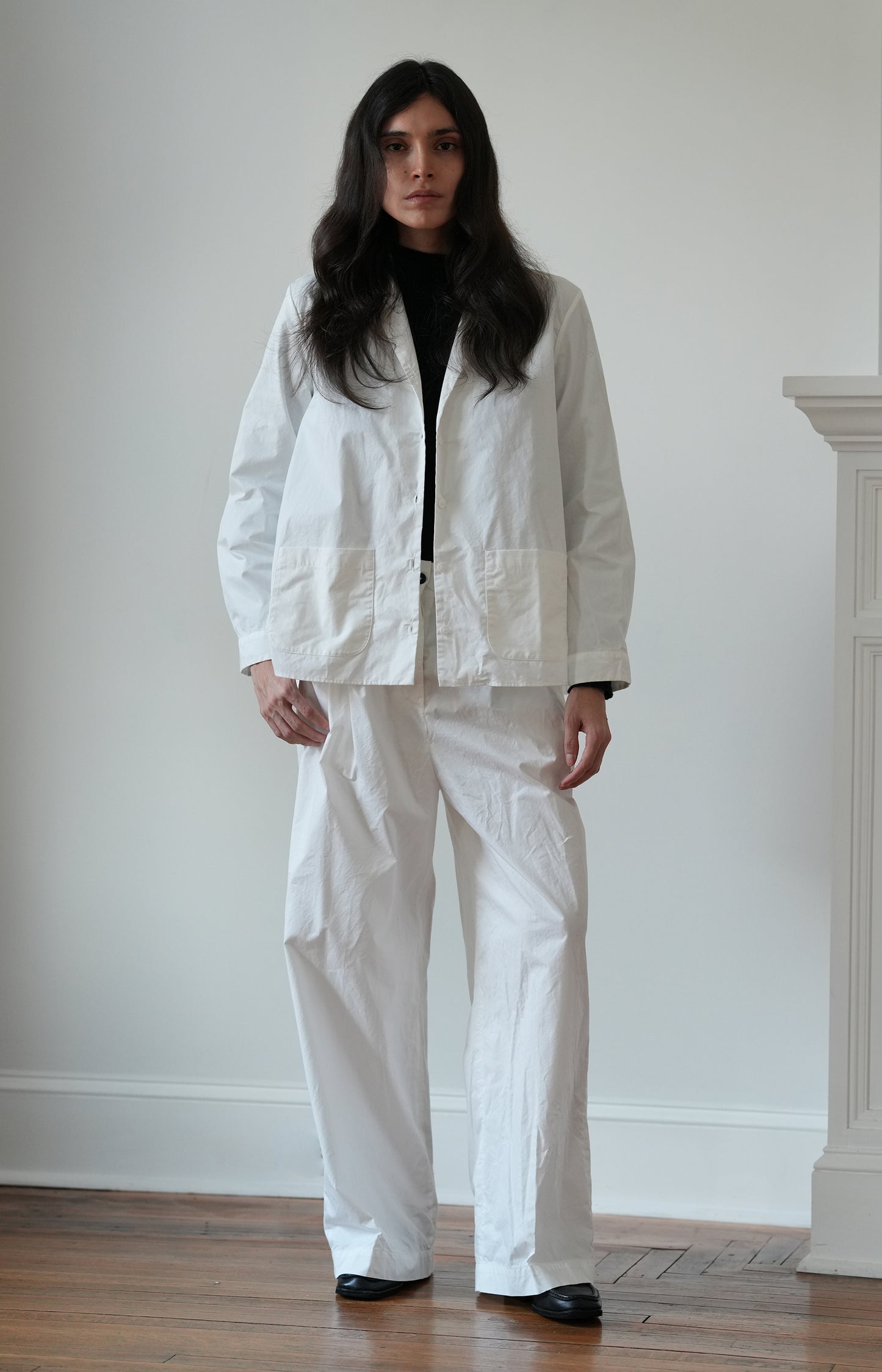 White Cotton Rebby Pants