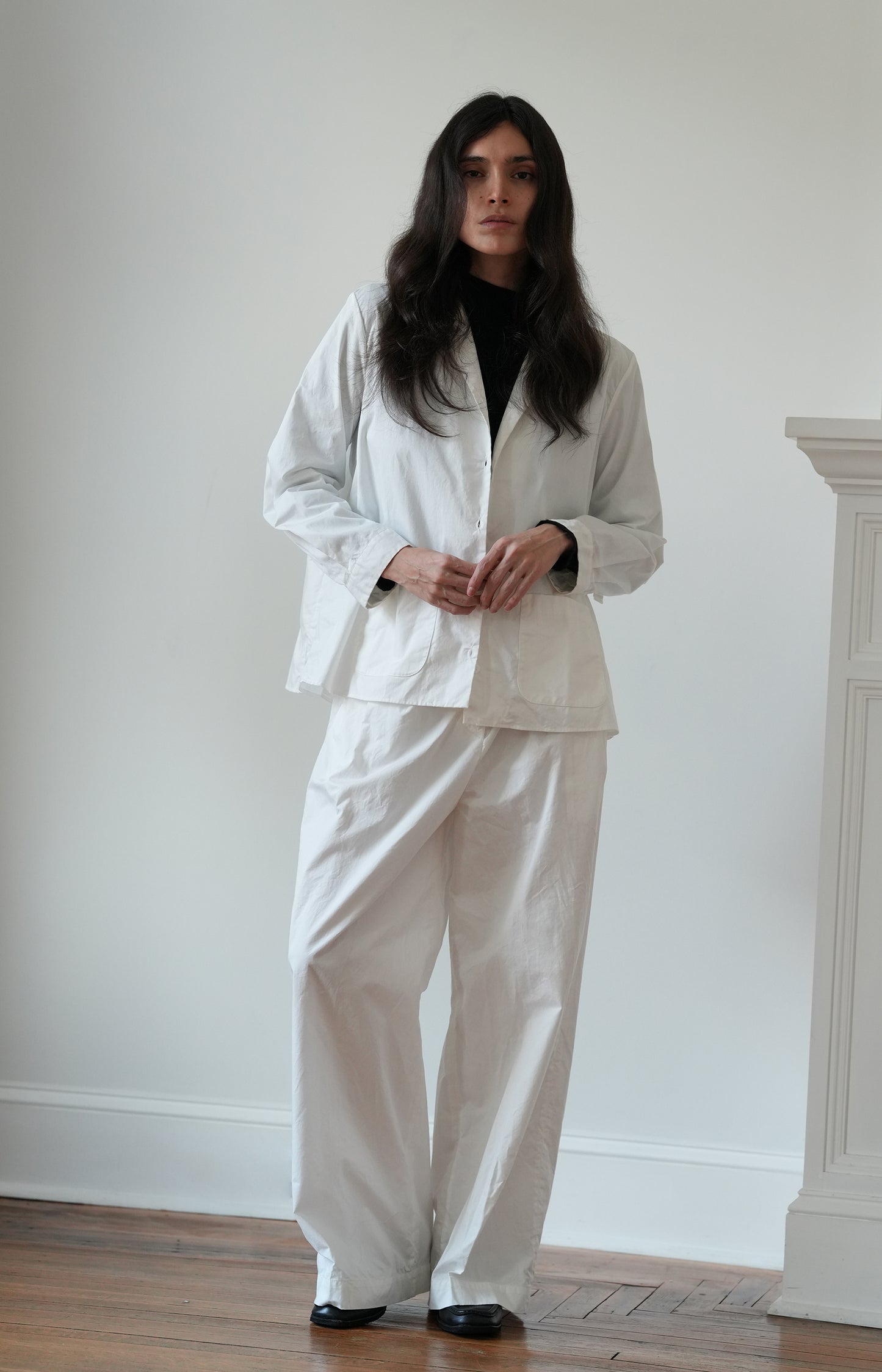 White Cotton Rebby Pants