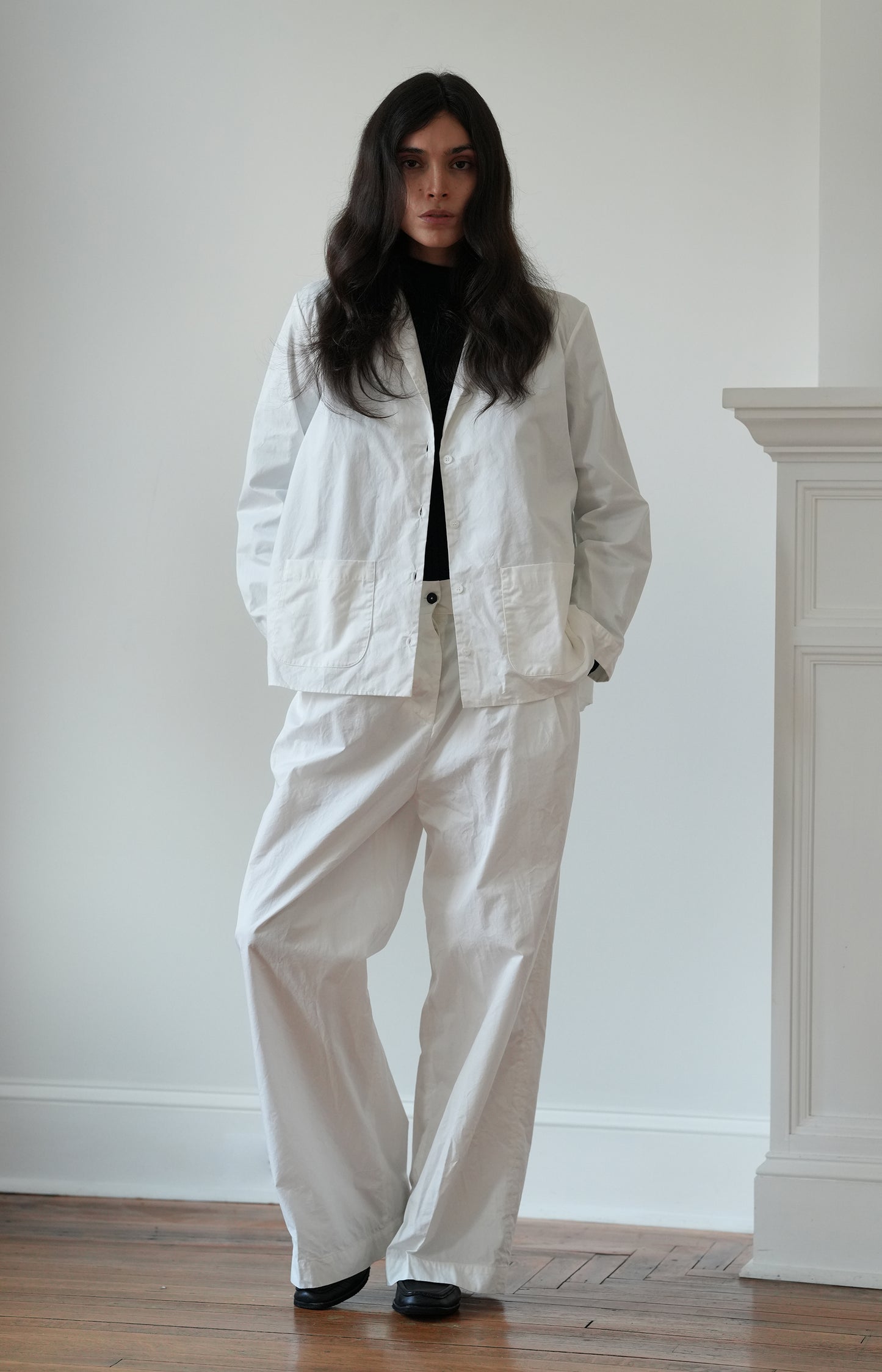 White Cotton Rebby Pants