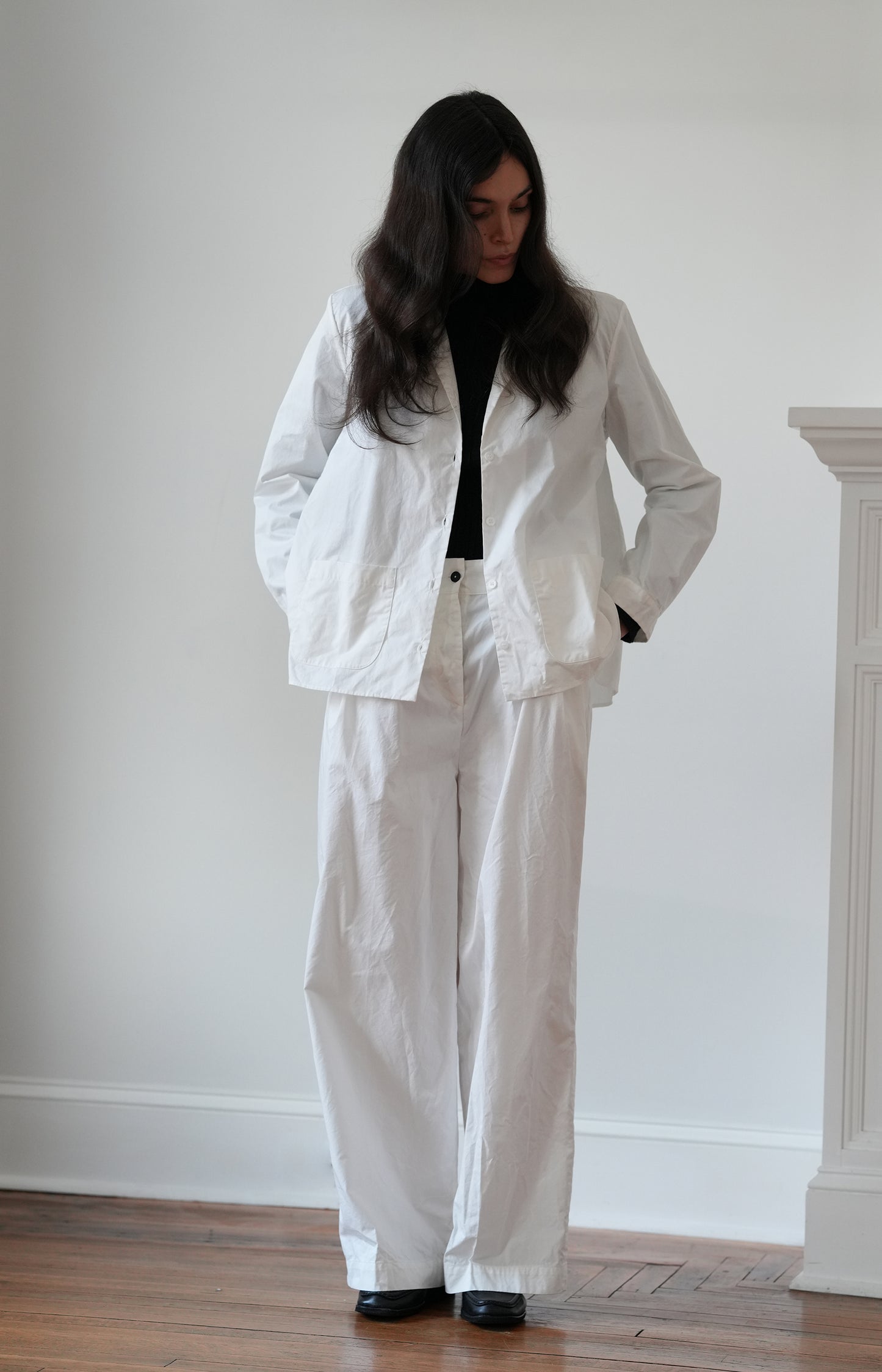 White Cotton Rebby Pants