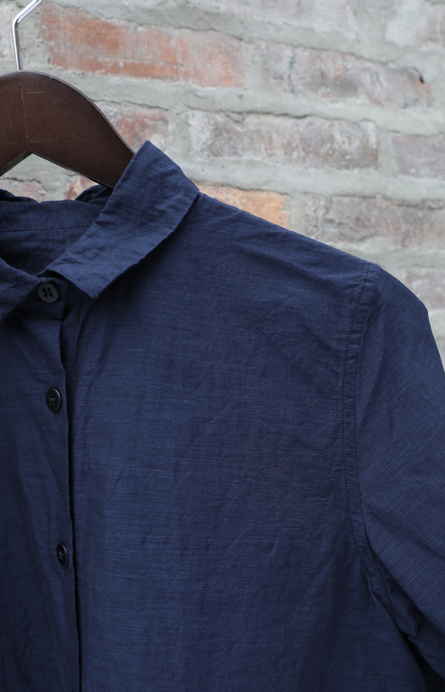 Navy Cotton & Linen Tyrol Shirt