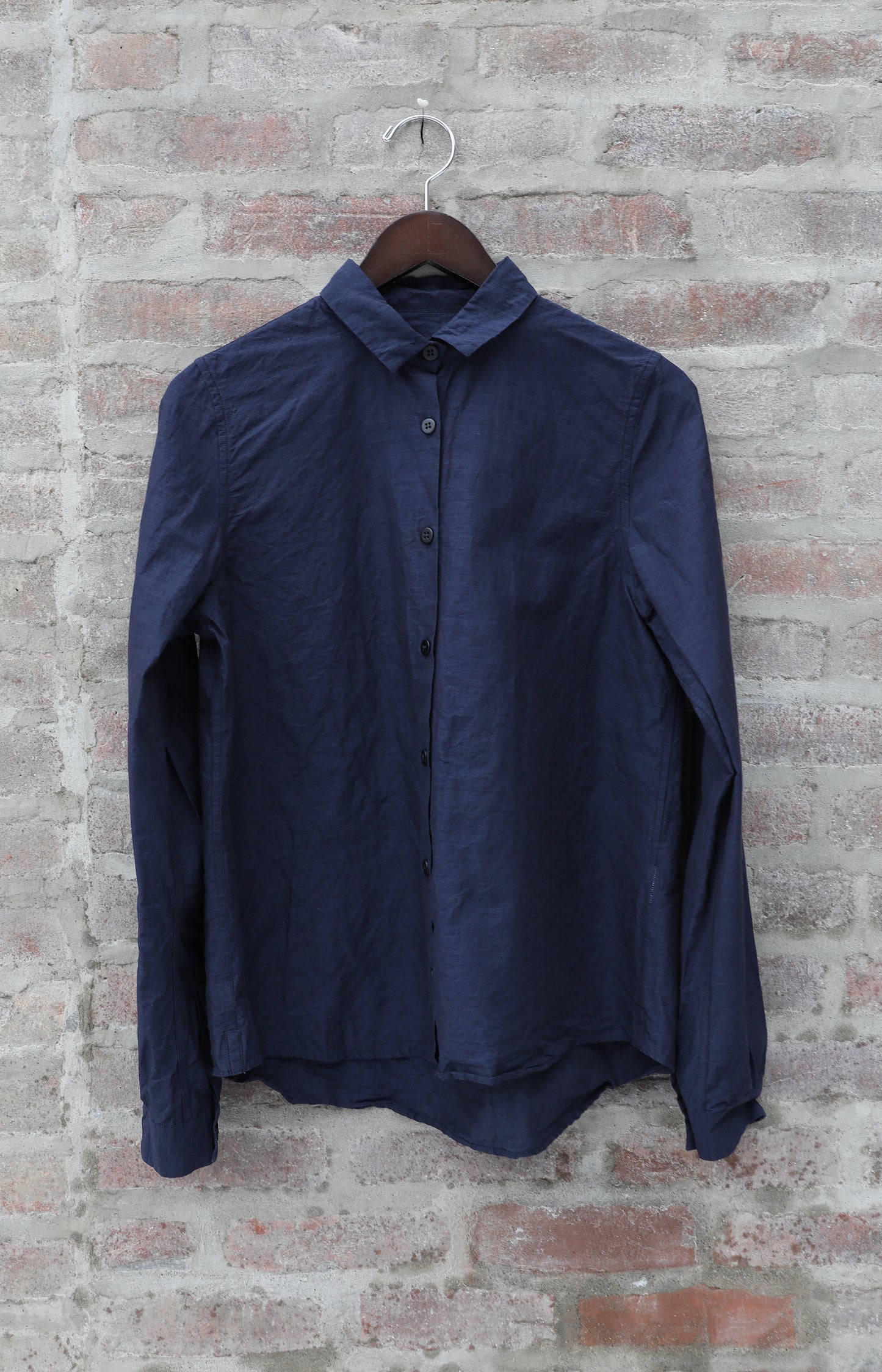 Navy Cotton & Linen Tyrol Shirt