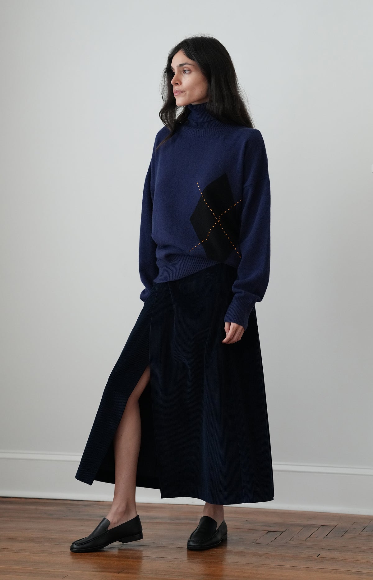 Blue Argyle Turtleneck