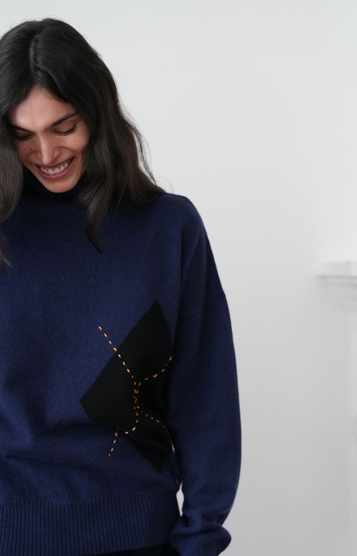 Blue Argyle Turtleneck