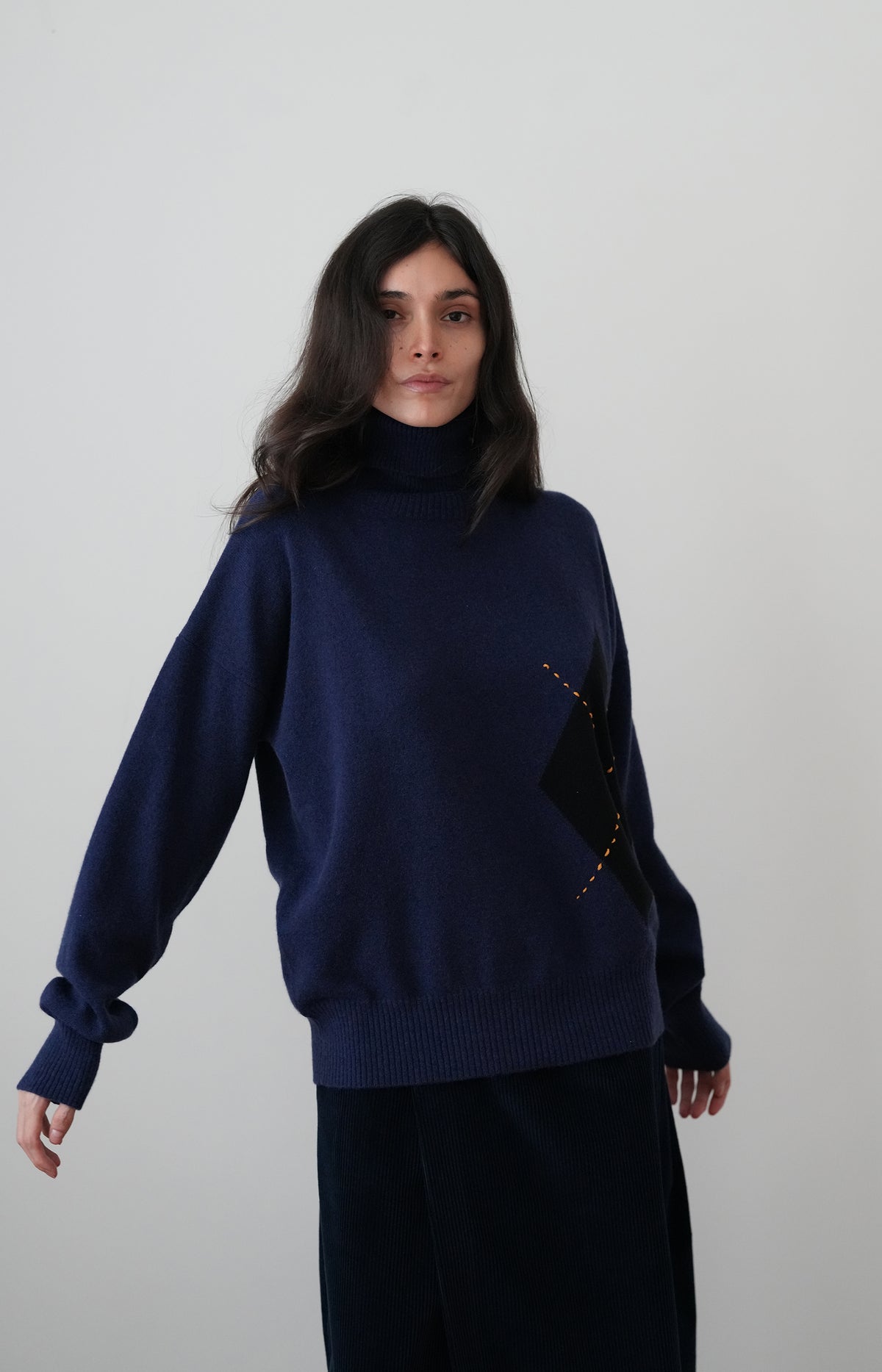 Blue Argyle Turtleneck