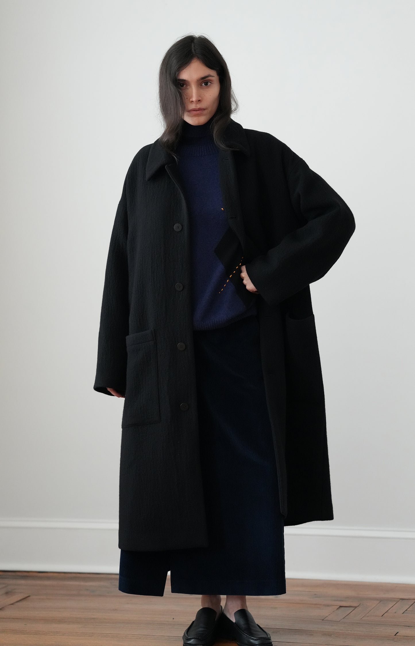 Black Patch Pocket Coat