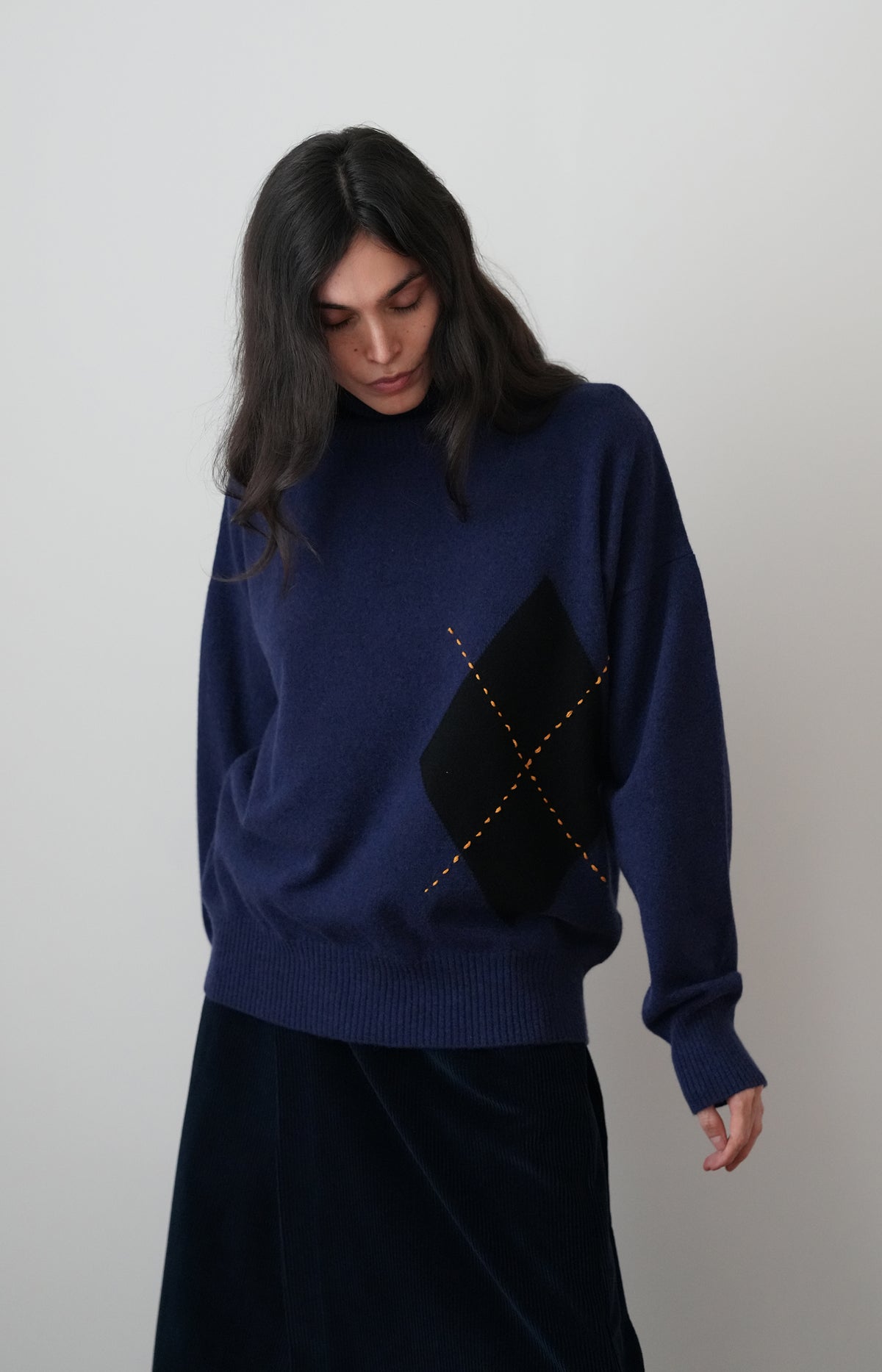 Blue Argyle Turtleneck
