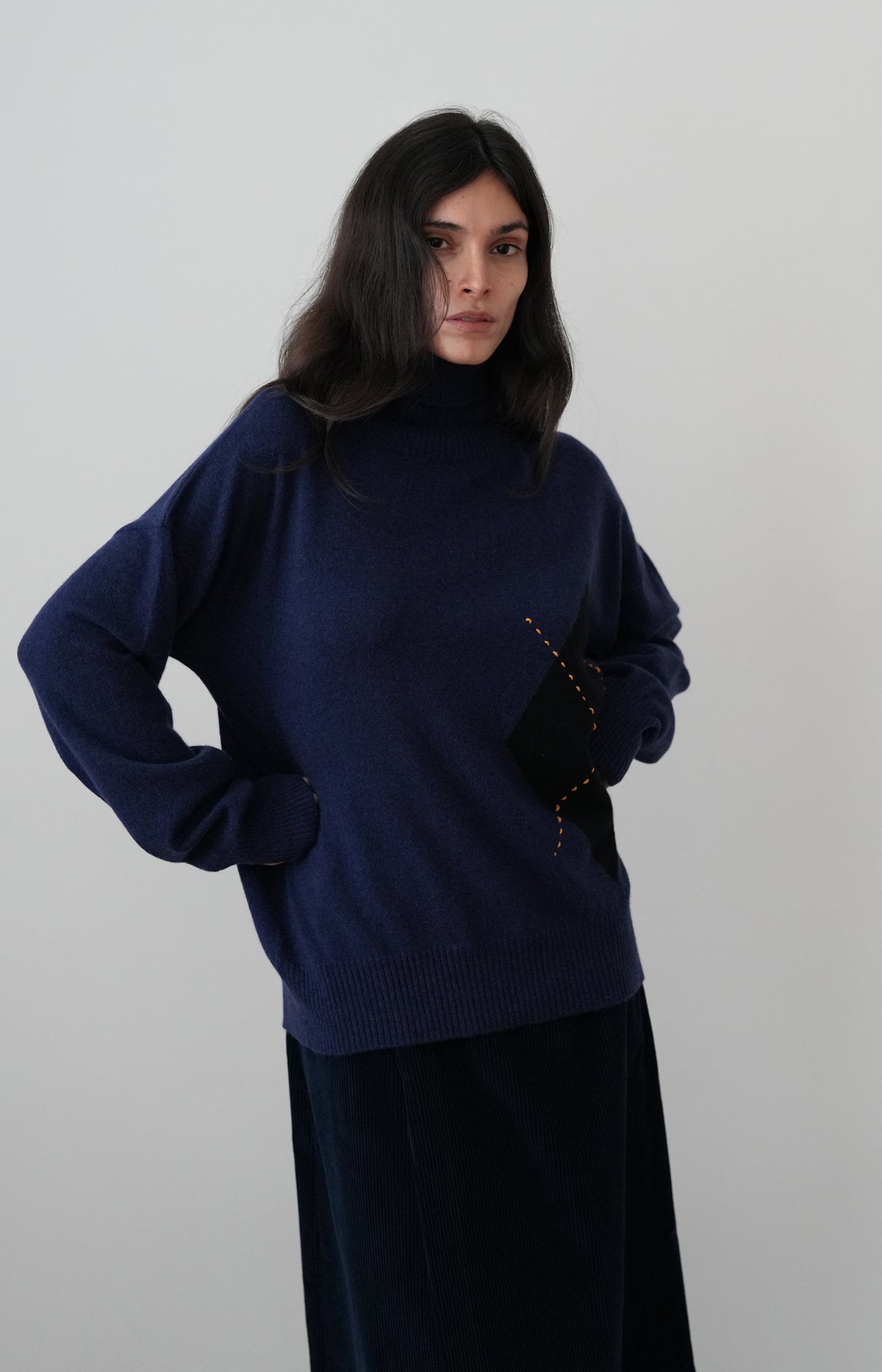 Blue Argyle Turtleneck