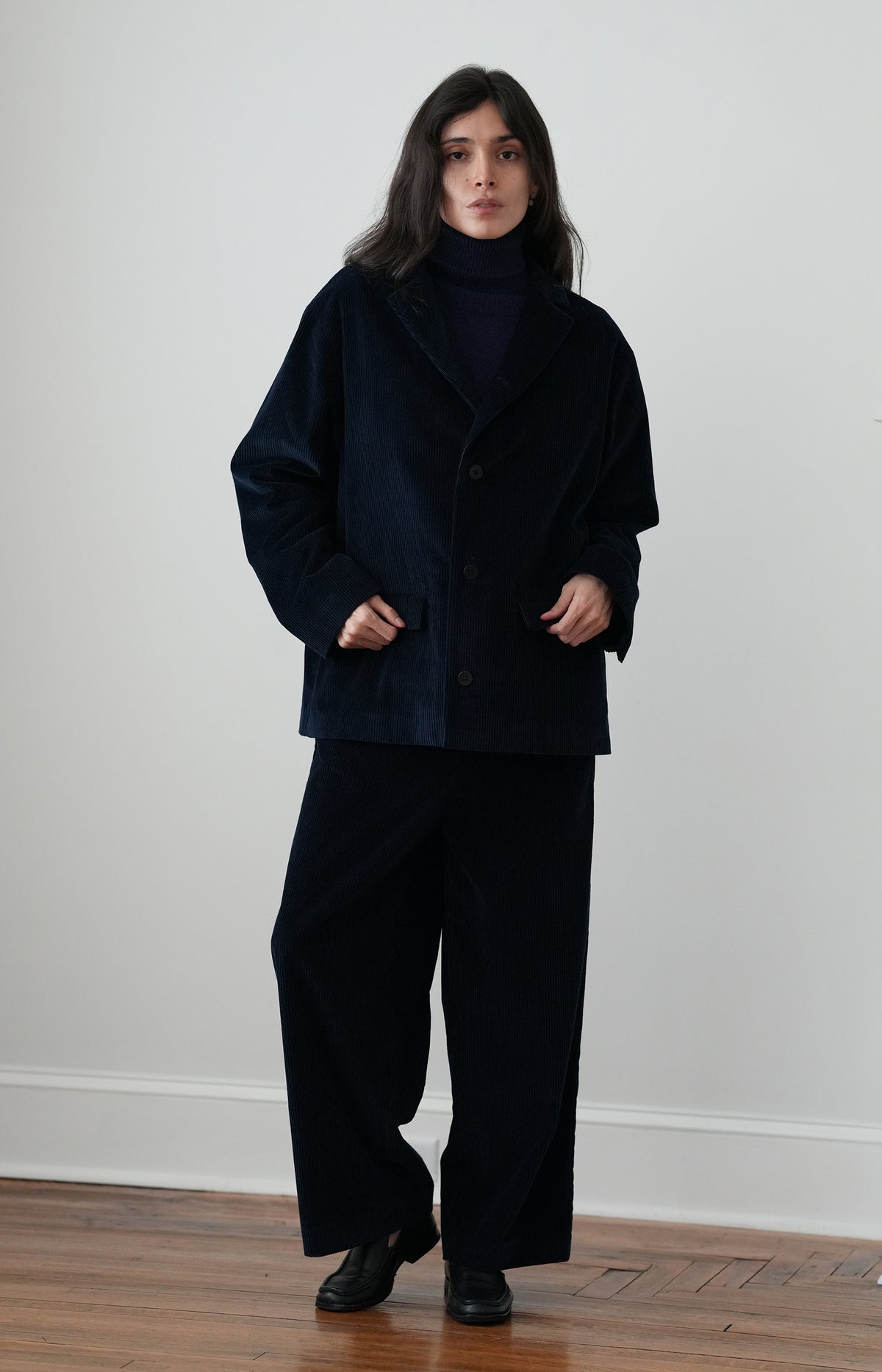 Blue Corduroy Boxy Blazer