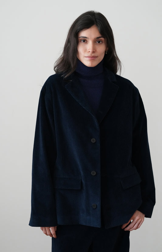 Blue Corduroy Boxy Blazer