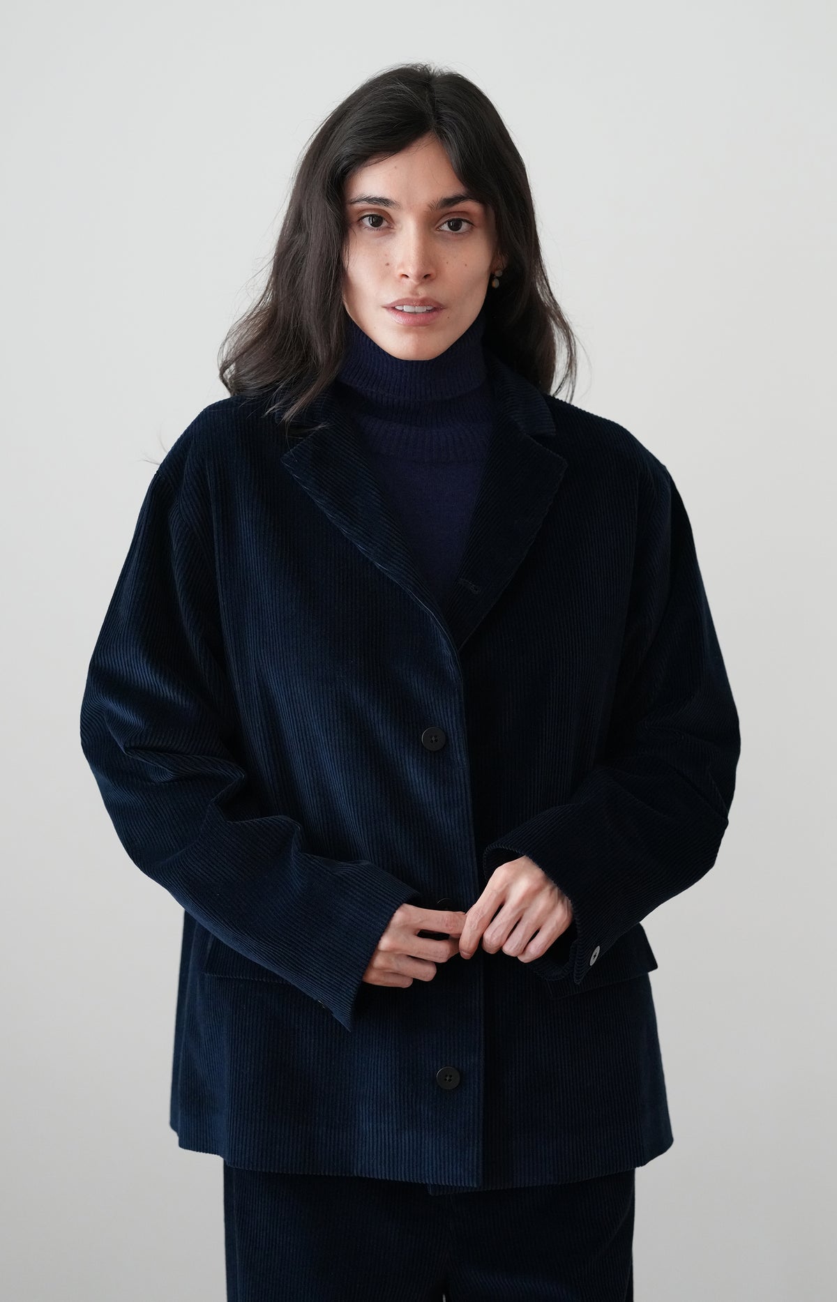 Blue Corduroy Boxy Blazer