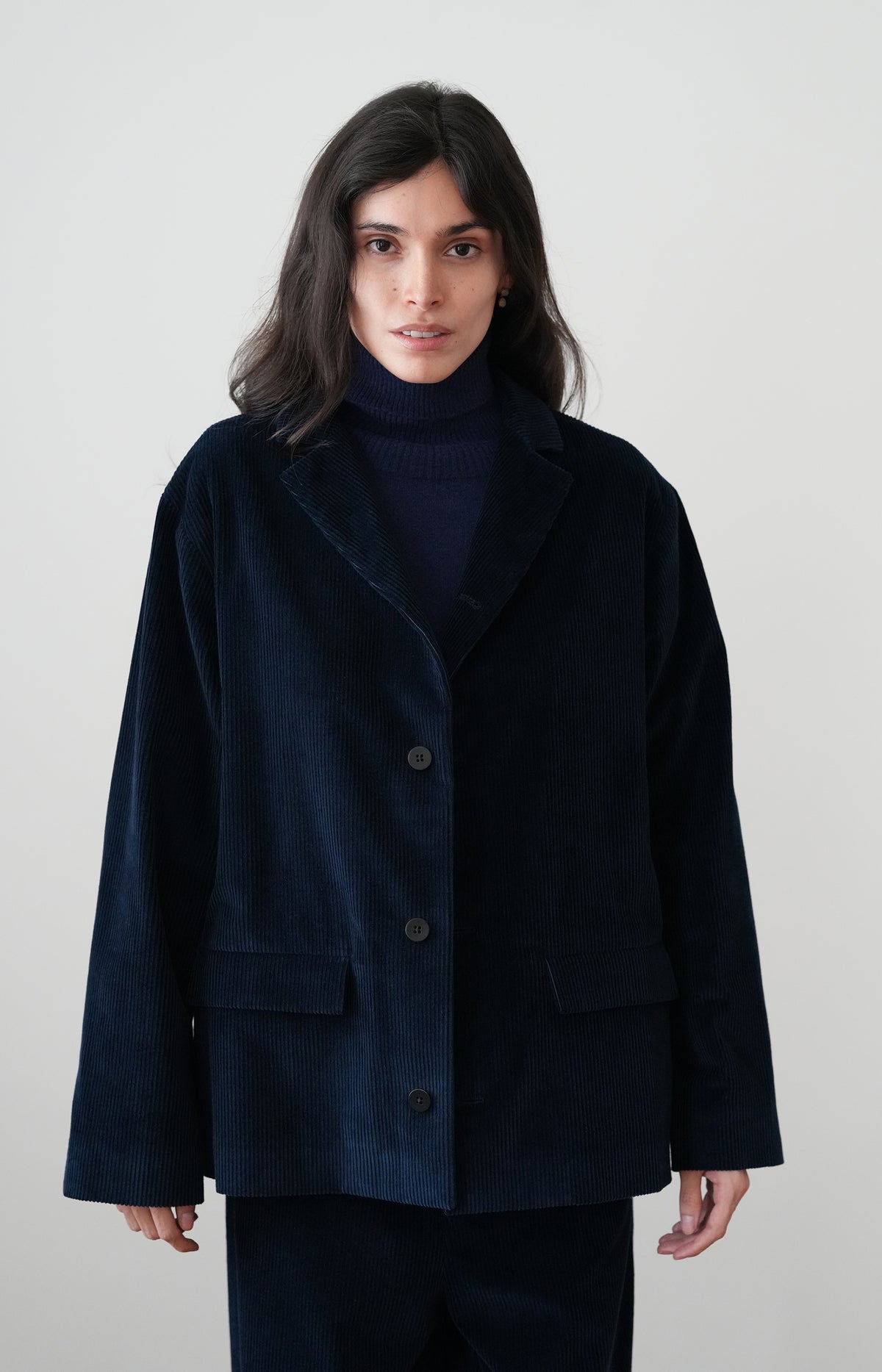 Blue Corduroy Boxy Blazer