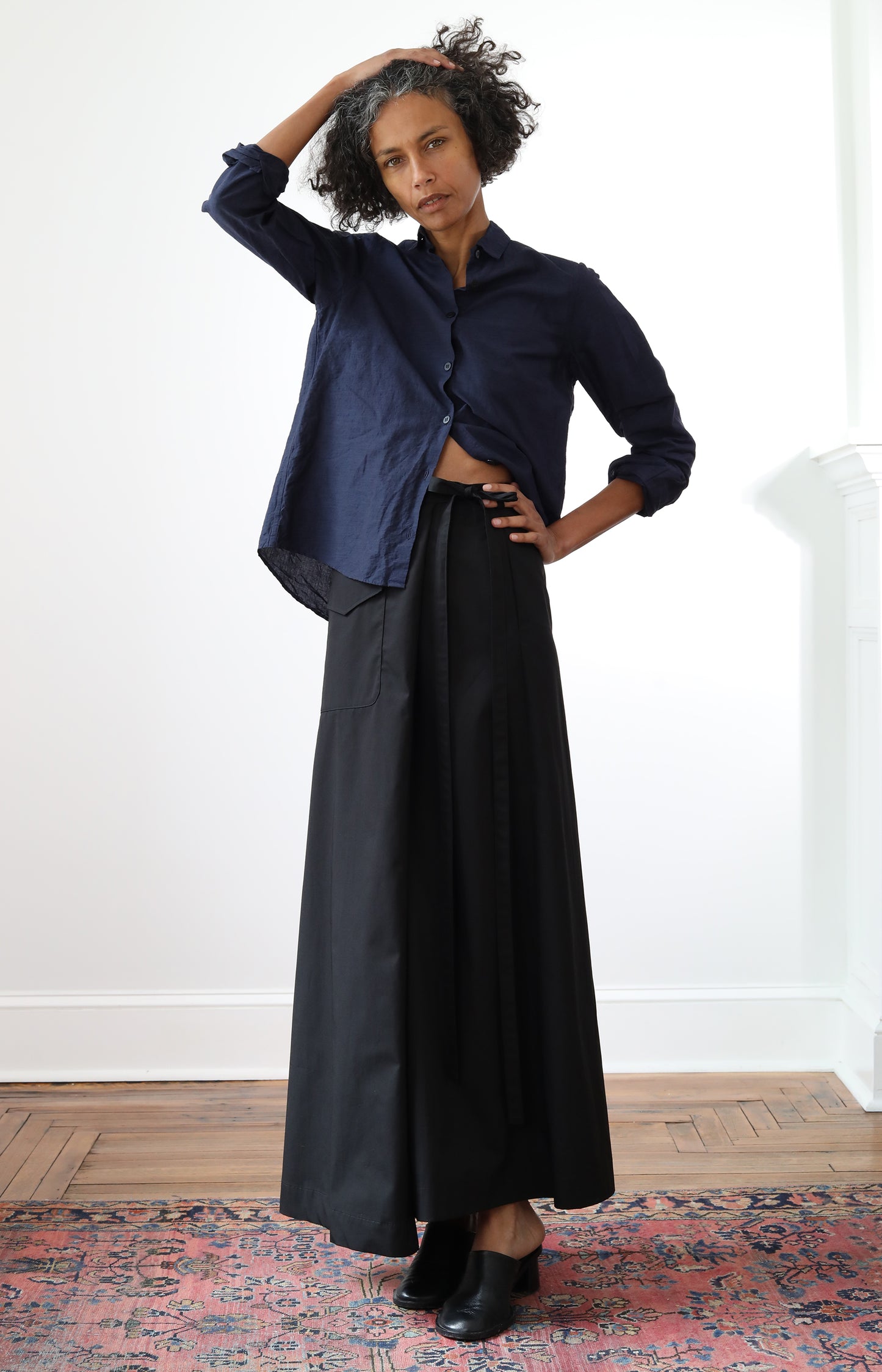 Black Draping Wrap Skirt