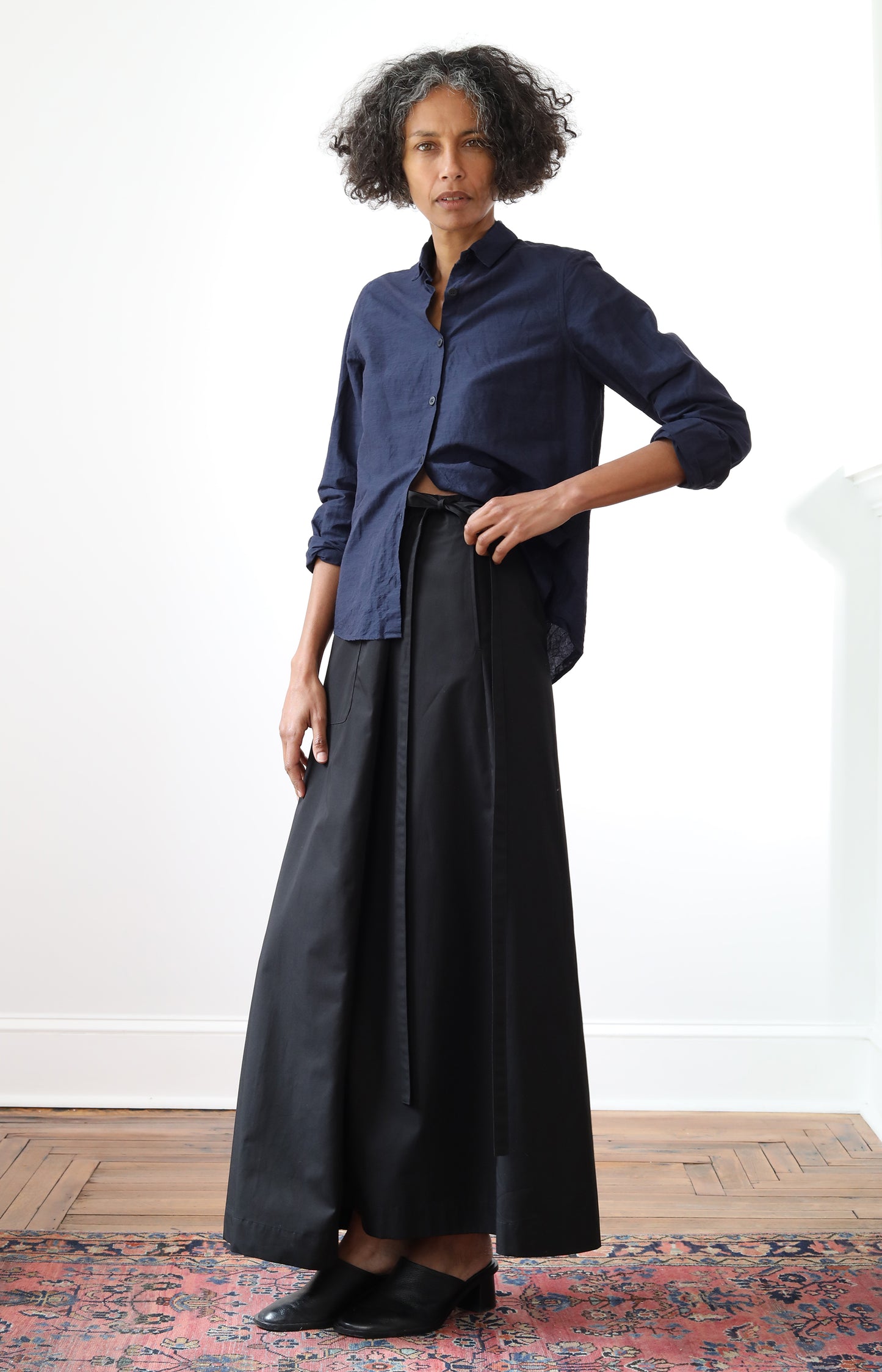 Black Draping Wrap Skirt