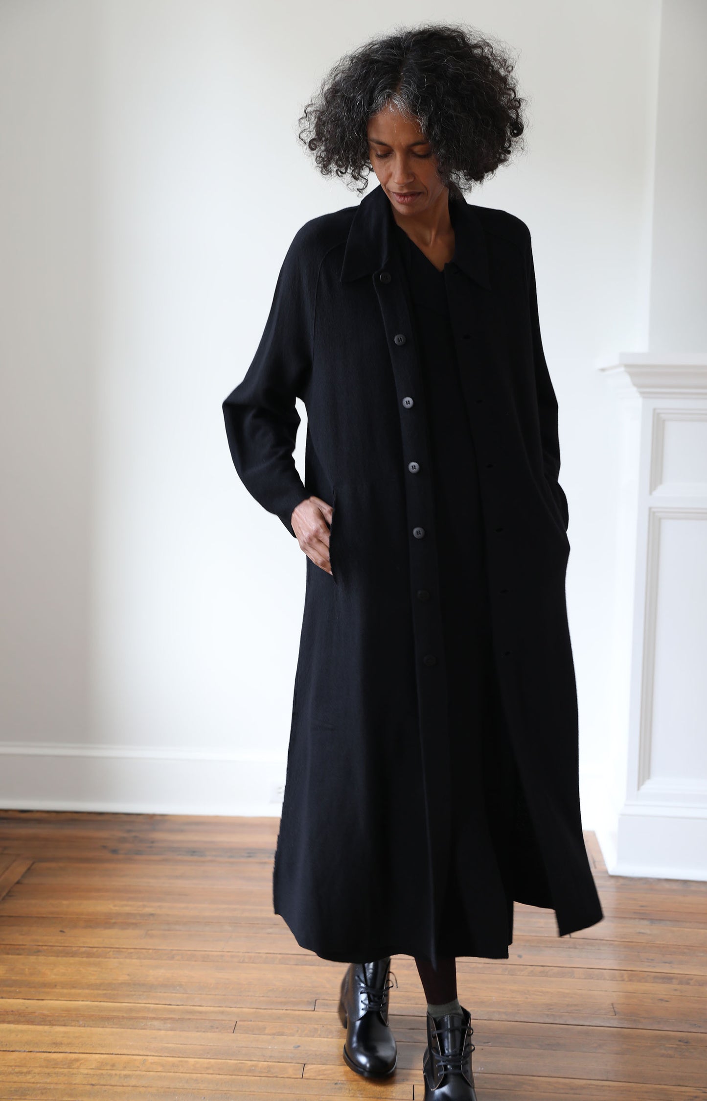 Black Travel Duster Coat