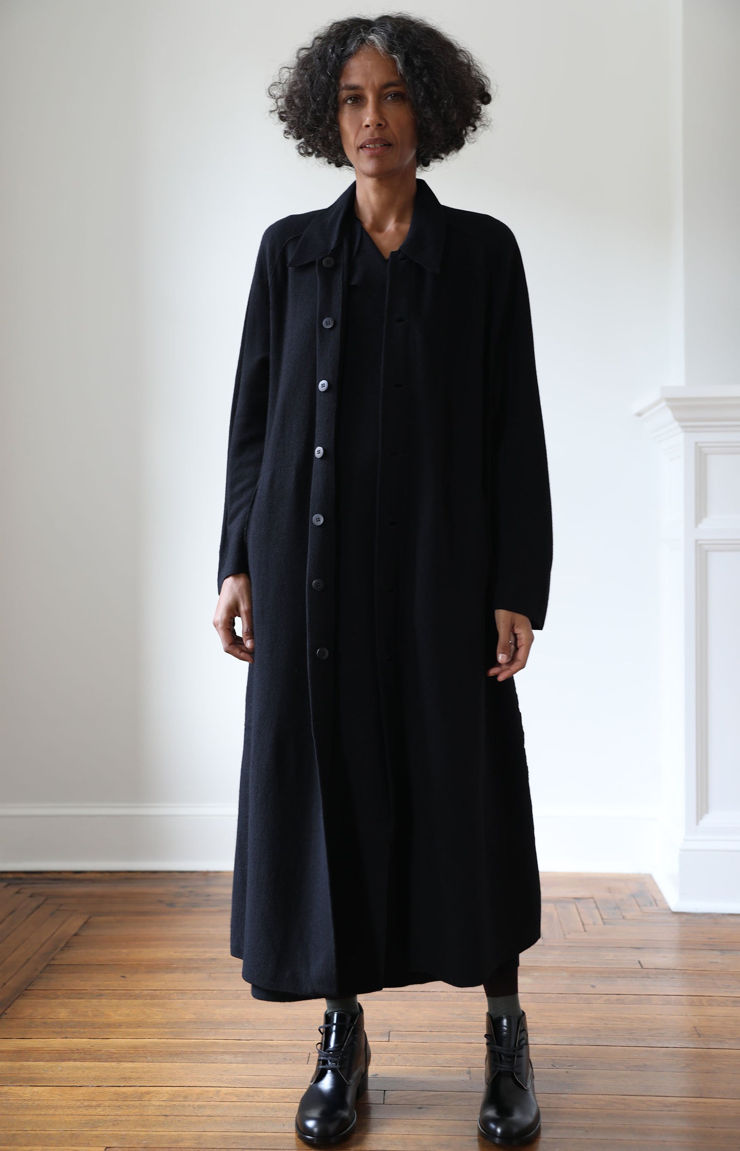 Black Travel Duster Coat