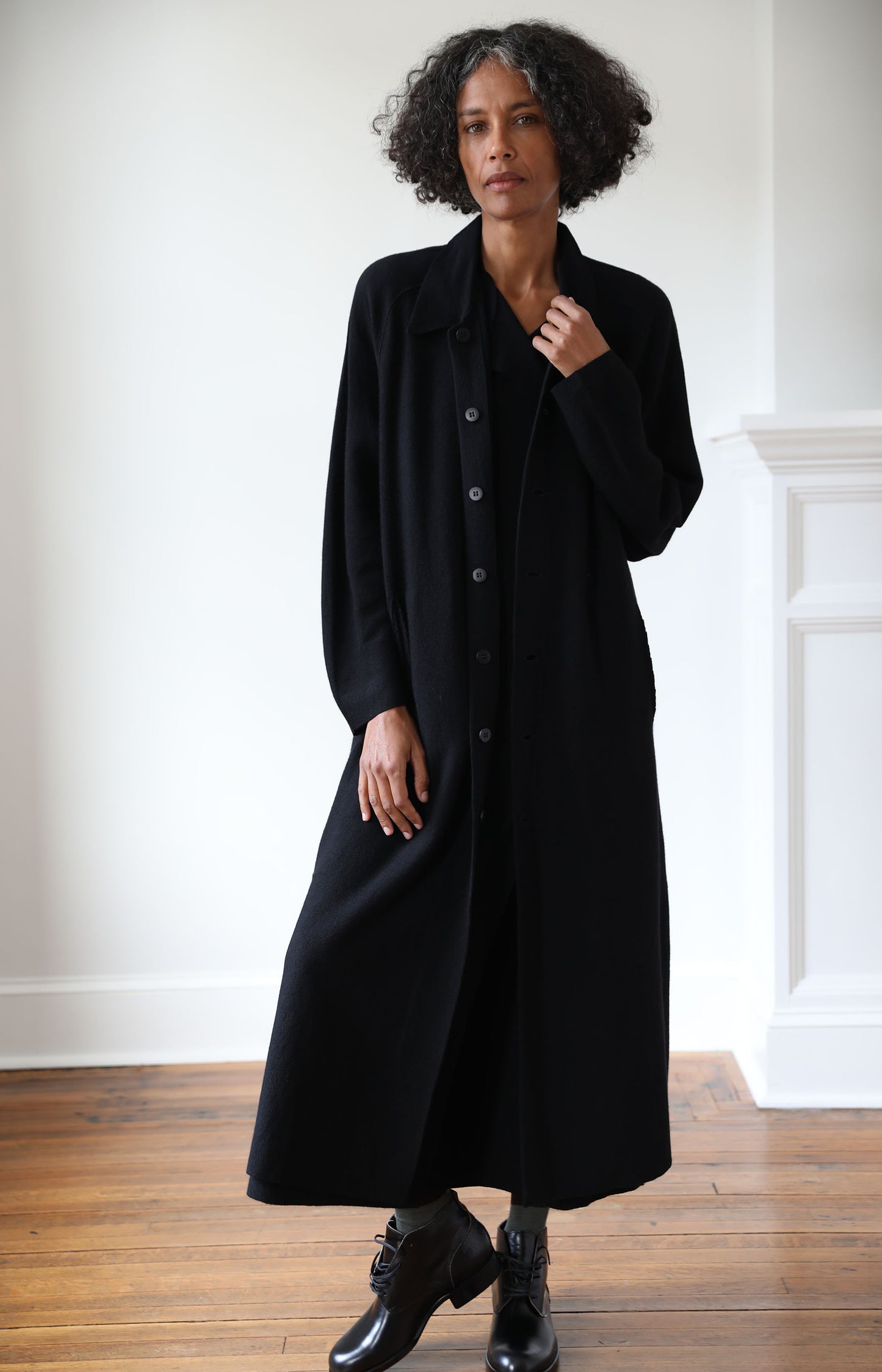 Black Travel Duster Coat