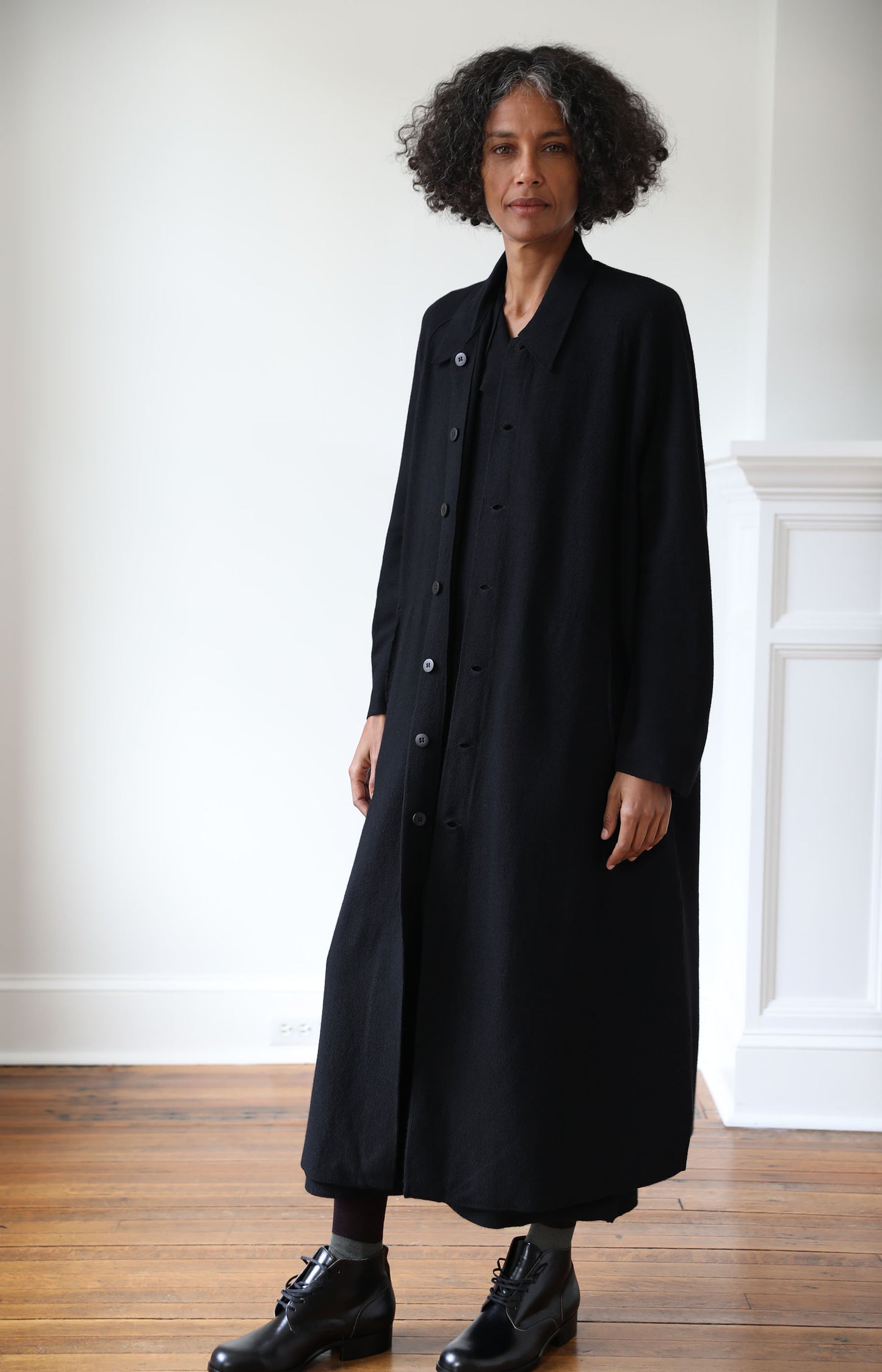 Black Travel Duster Coat