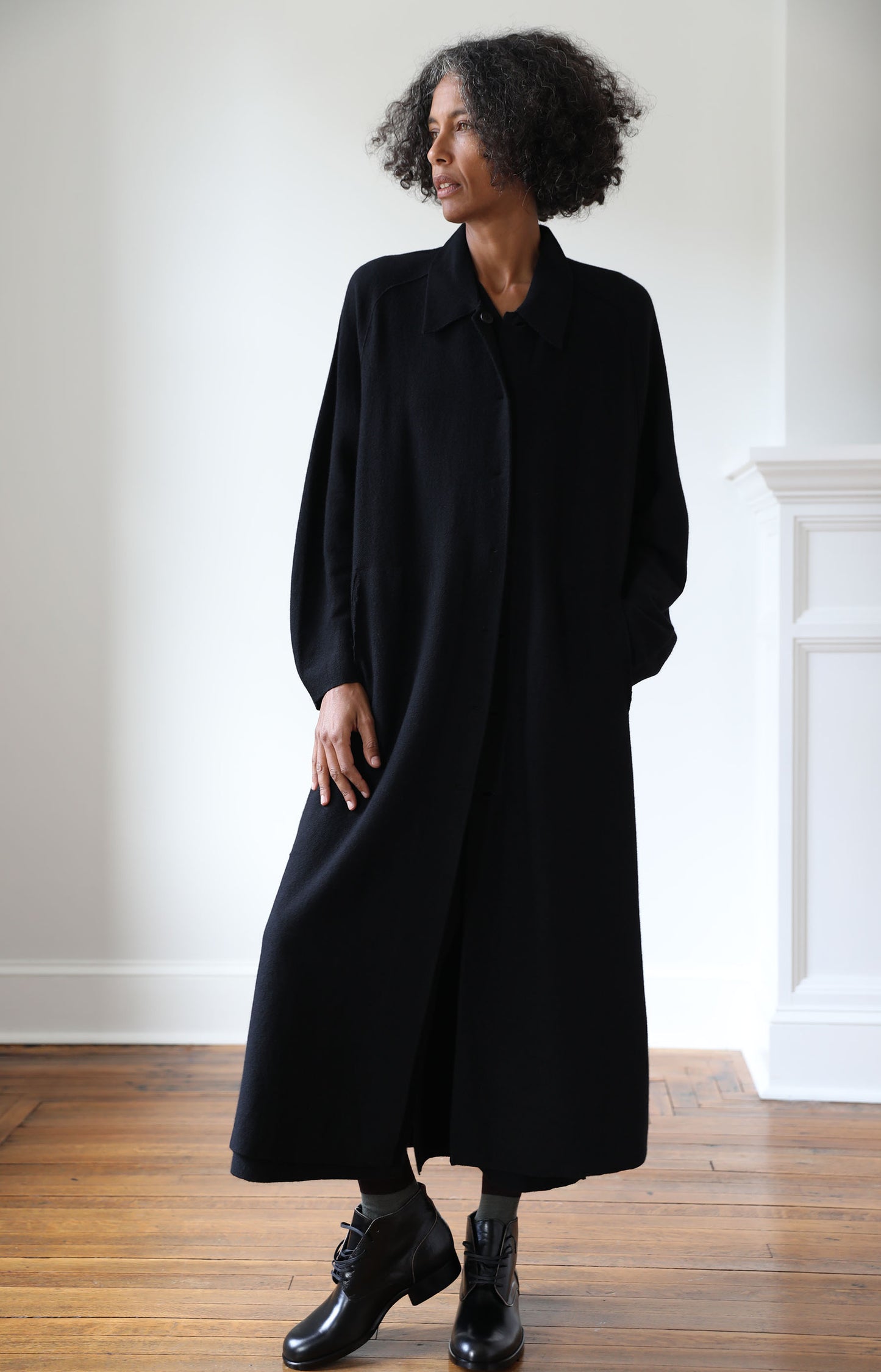 Black Travel Duster Coat