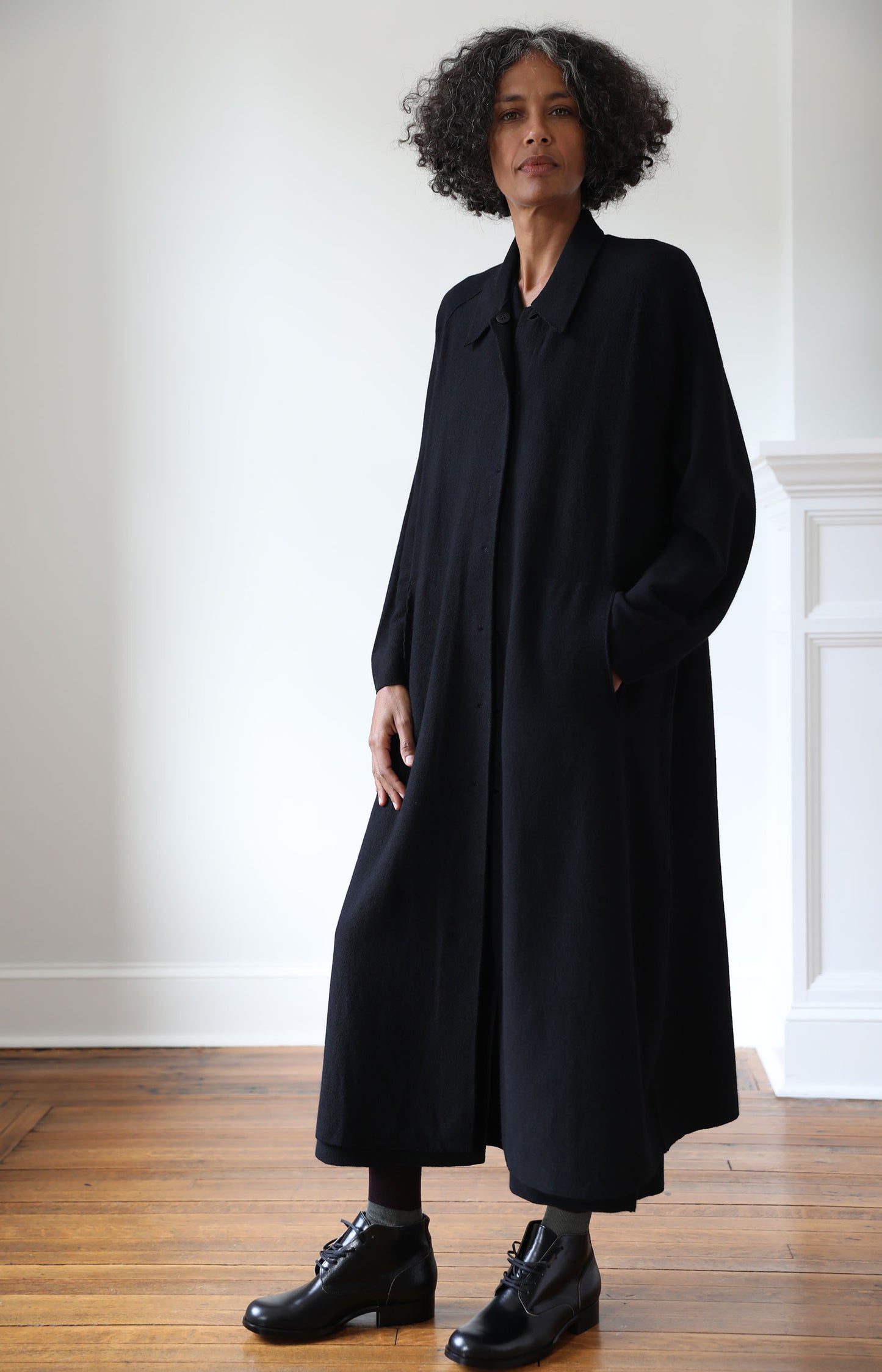 Black Travel Duster Coat