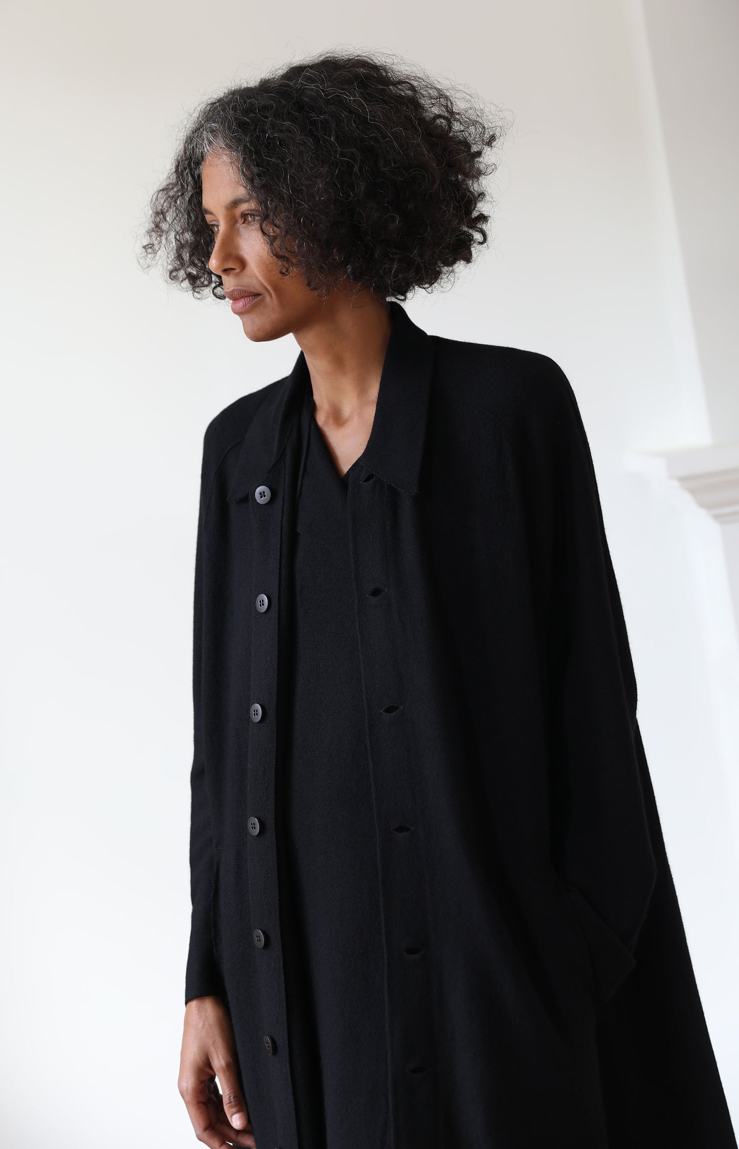 Black Travel Duster Coat